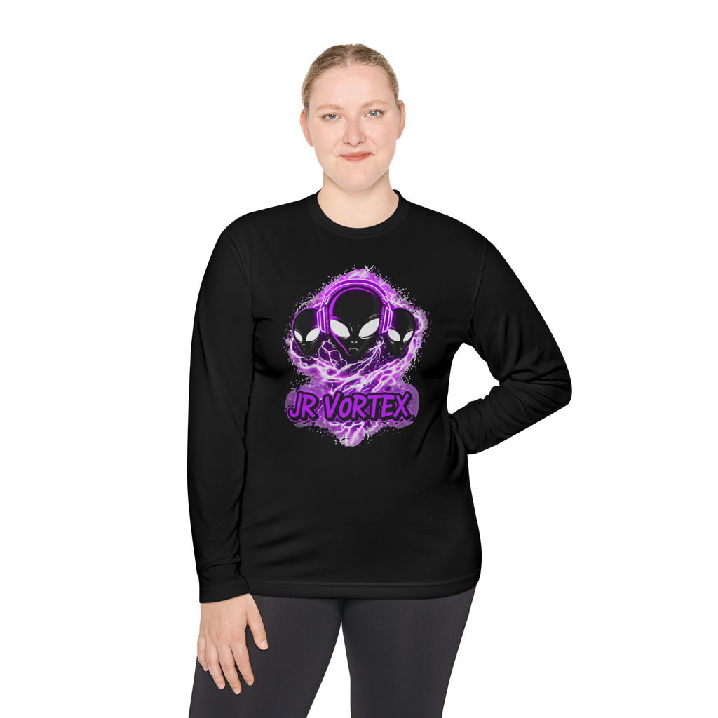 Alien Vortex Long Sleeve Tee — 'JR VORTEX' Graphic Sci‑Fi Shirt