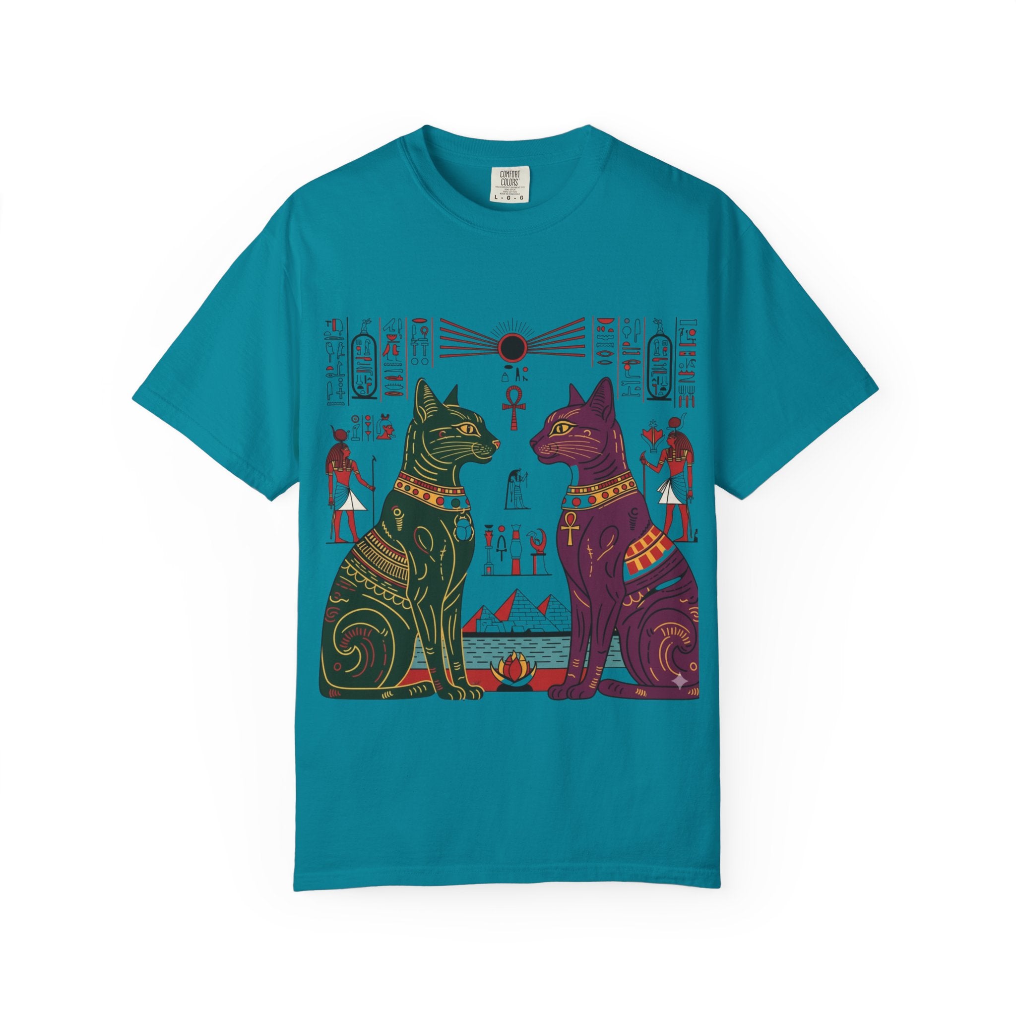Egyptian Cat Graphic Tee, Vintage Style Shirt, Unisex T-shirt, Cat Lover Gift, Unique Retro Apparel