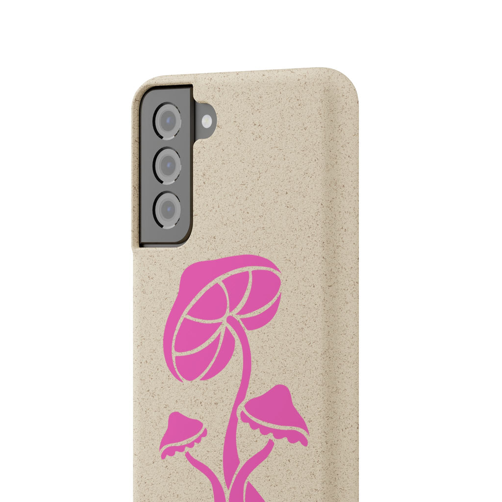 Eco-Friendly Phone Case with Pink Mushroom Design, Biodegradable Phone Cover, Sustainable Gift for Nature Lovers, Earth Day Gift, Cute Phone