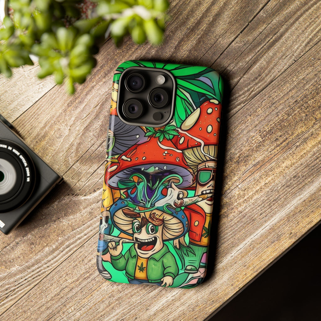 Vibrant Phone Case Featuring Funky Mushroom Art, Tough Cases, Trendy Accessories, Unique Gifts, Eclectic Style, Phone Protection