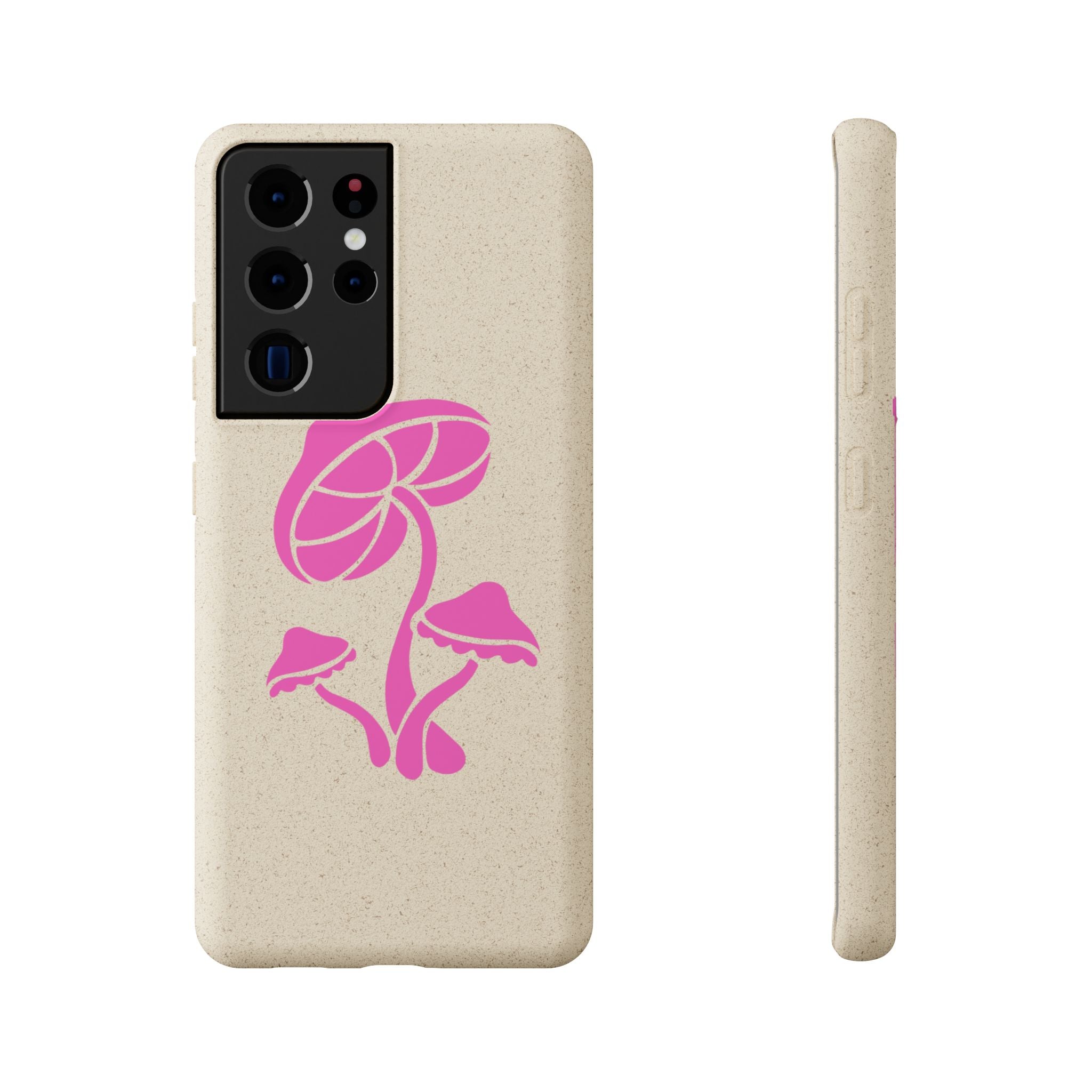 Eco-Friendly Phone Case with Pink Mushroom Design, Biodegradable Phone Cover, Sustainable Gift for Nature Lovers, Earth Day Gift, Cute Phone