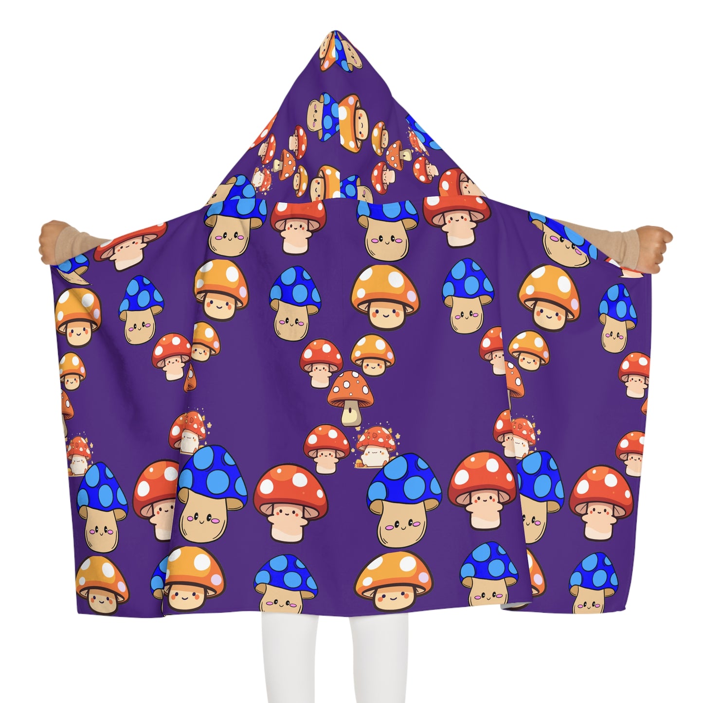 Whimsical Mushroom Youth Hooded Towel, Cute Bath Towel, Kids Beach Cover-Up, Toddler Swim Towel, Fun Gift for Summer