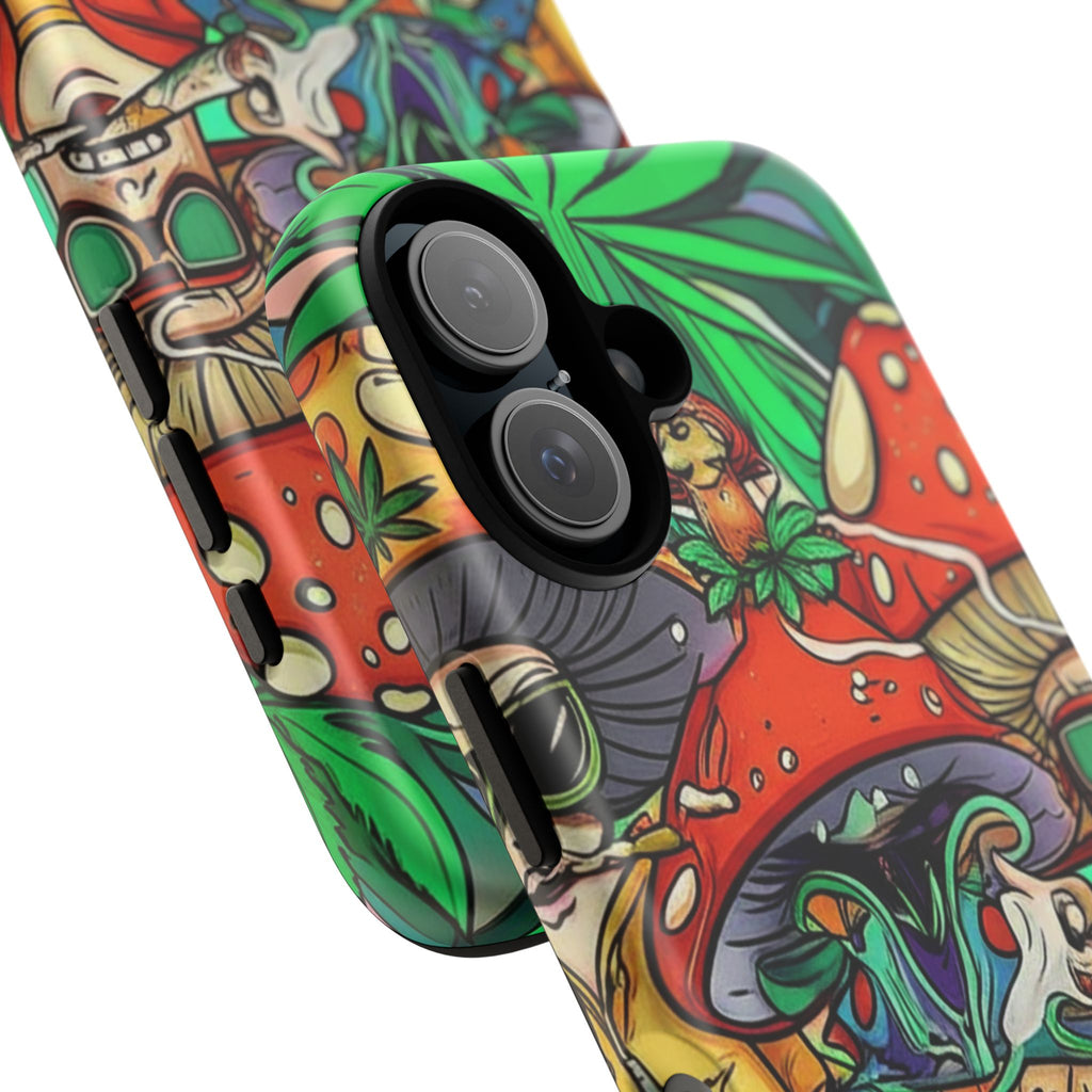 Vibrant Phone Case Featuring Funky Mushroom Art, Tough Cases, Trendy Accessories, Unique Gifts, Eclectic Style, Phone Protection