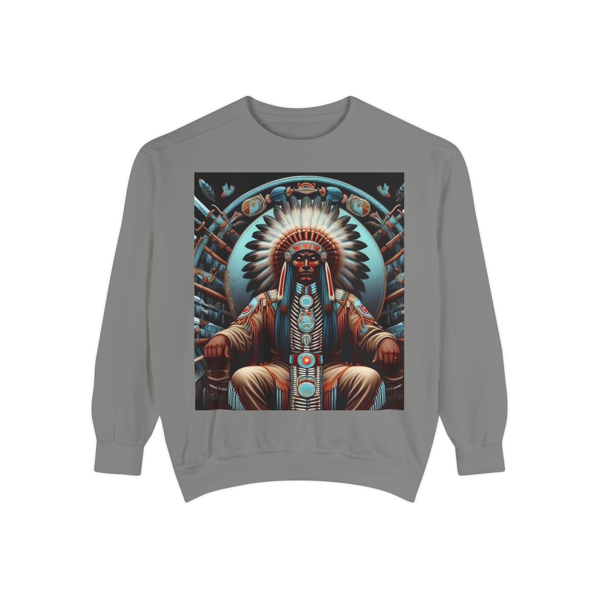 Cultural Heritage Sweatshirt - Unisex Garment-Dyed Crewneck with Native American Design, Cozy Casual Wear, Gift for Friends, Comfortable