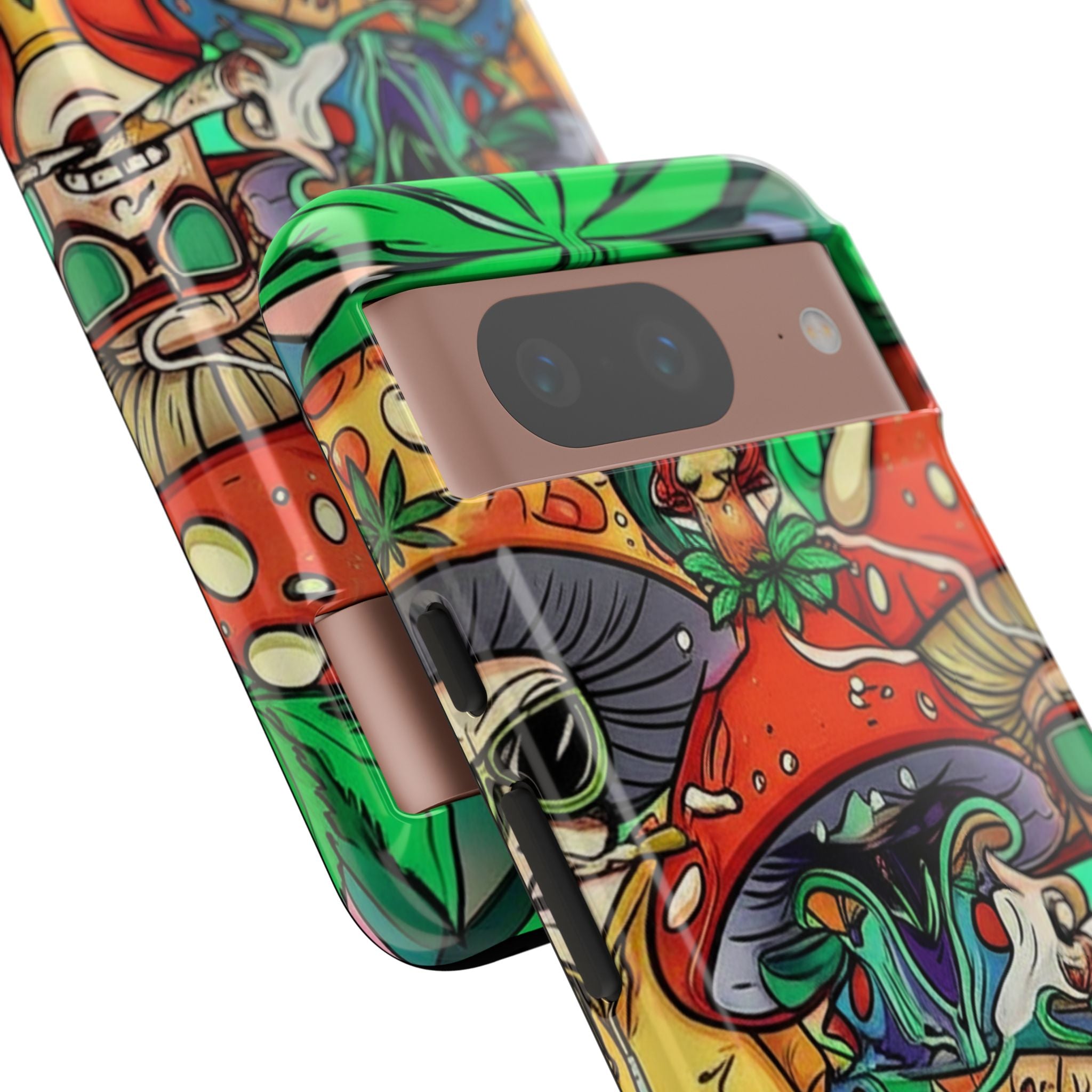 Vibrant Phone Case Featuring Funky Mushroom Art, Tough Cases, Trendy Accessories, Unique Gifts, Eclectic Style, Phone Protection