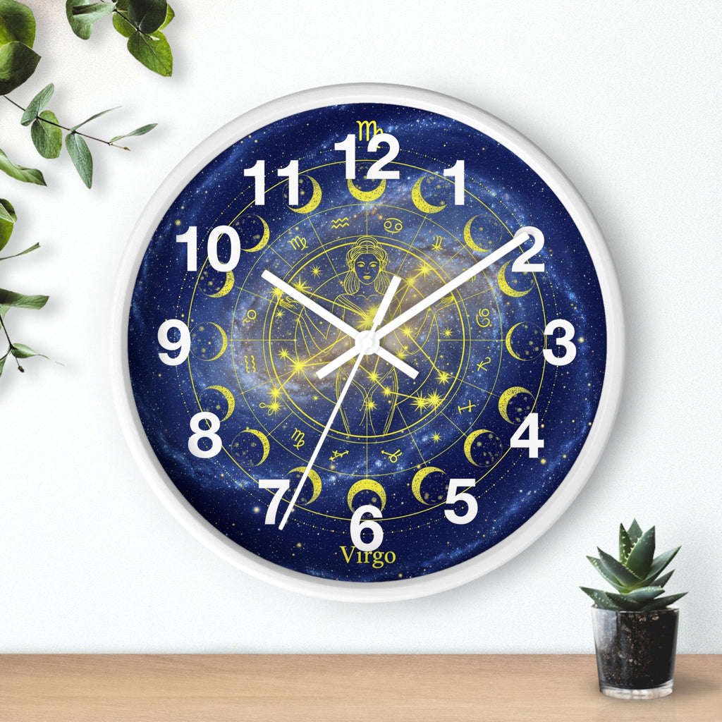 Celestial Virgo Wall Clock - Zodiac Decor for Astrology Lovers, Unique Gift for Birthday, Home Office Wall Art, Cosmic Timepiece