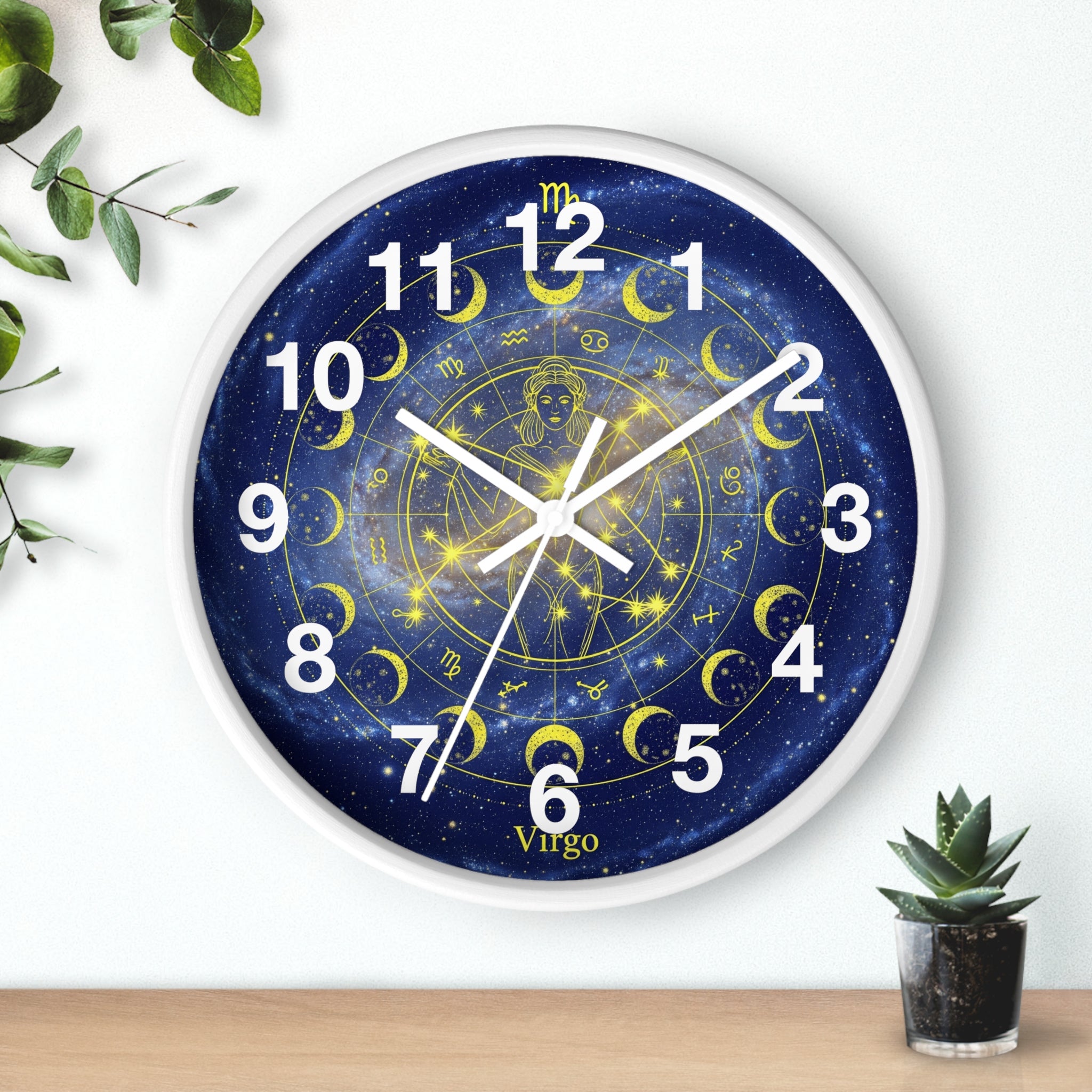 Celestial Virgo Wall Clock - Zodiac Decor for Astrology Lovers, Unique Gift for Birthday, Home Office Wall Art, Cosmic Timepiece