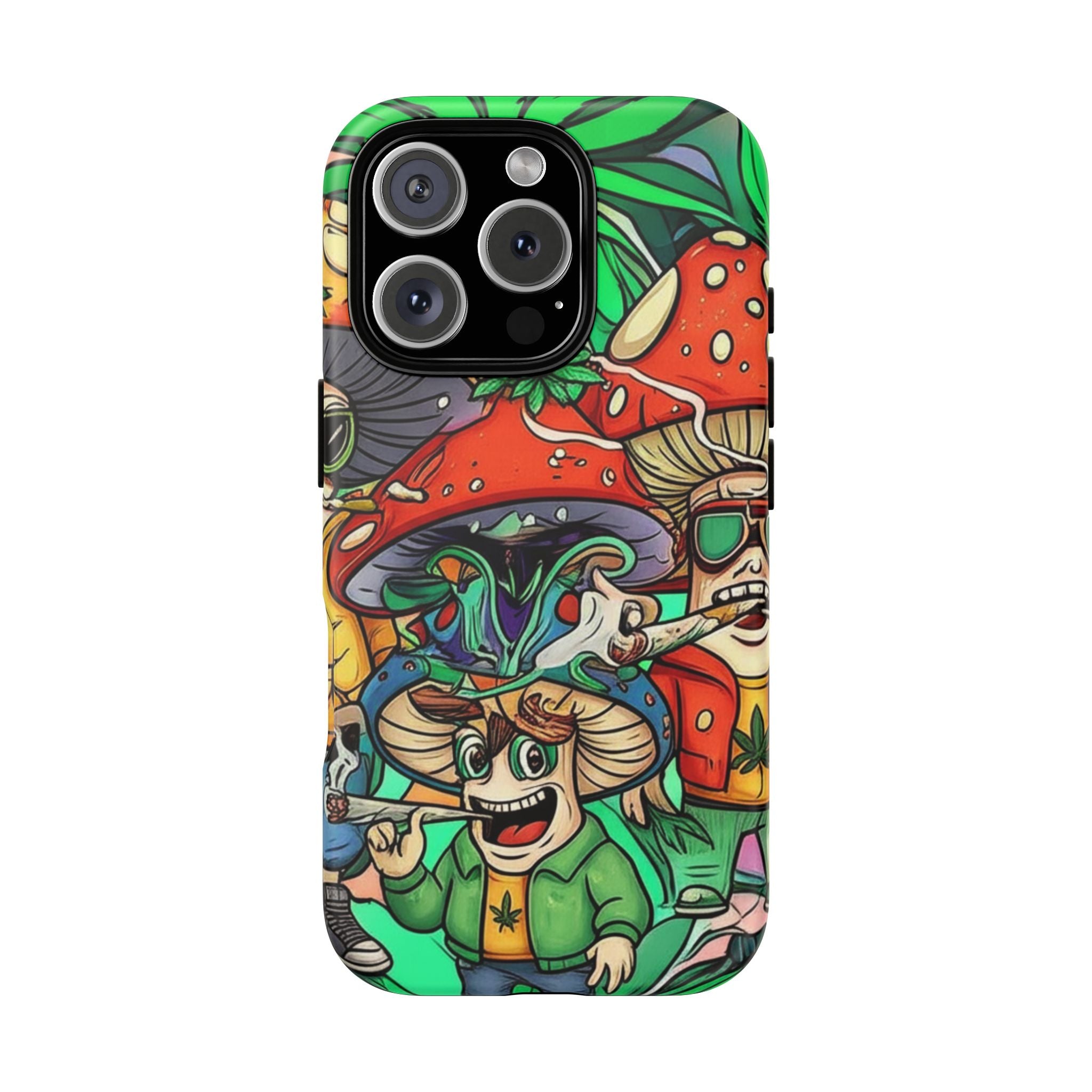 Vibrant Phone Case Featuring Funky Mushroom Art, Tough Cases, Trendy Accessories, Unique Gifts, Eclectic Style, Phone Protection