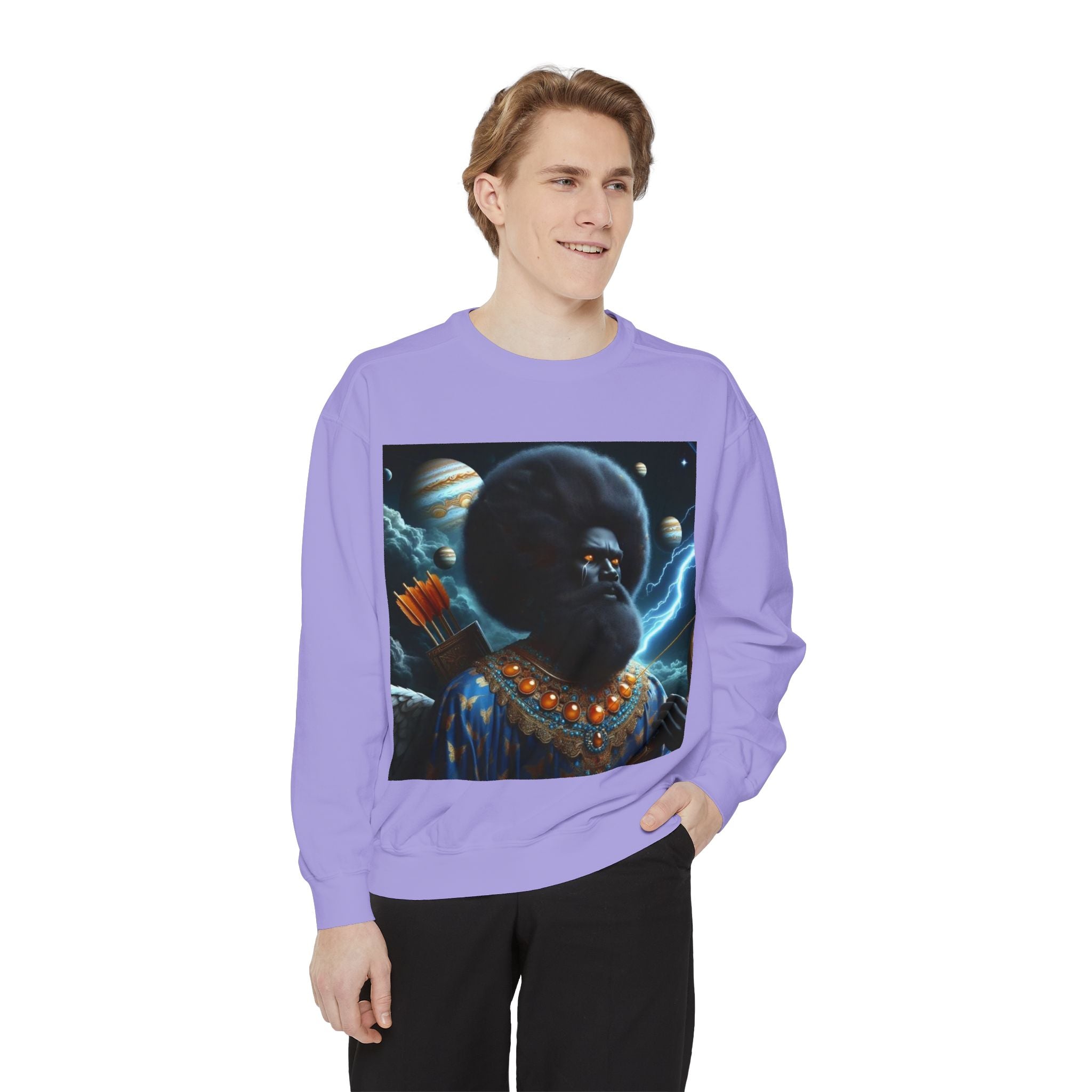 Cosmic Vibes Sweatshirt, Unisex Garment-Dyed Crewneck Sweatshirt, Unique Art Apparel, Fashion Gift, Space-Inspired Clothing, Trendy Casual