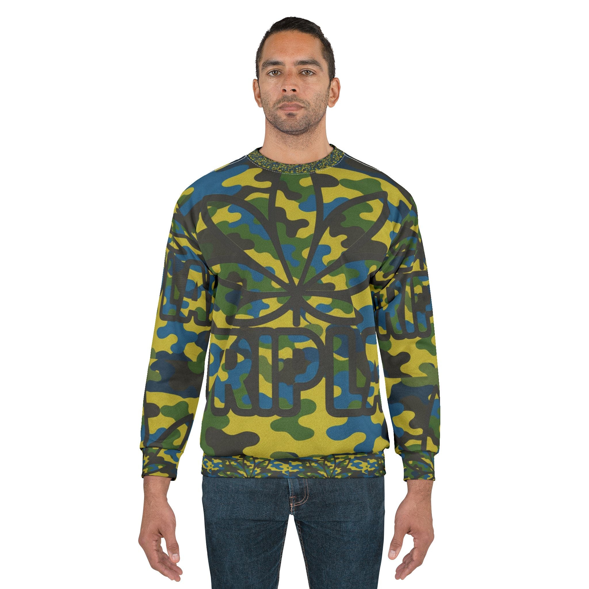 Camo 'Tripleaf' Sweatshirt – All-Over Print Cannabis Leaf Pullover