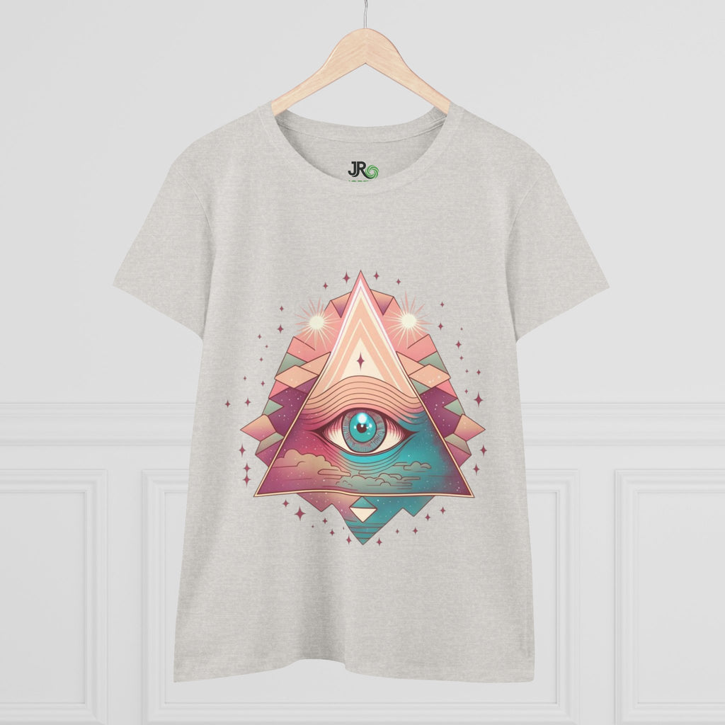 Mystical Eye Graphic Tee, Boho T-Shirt for Women, Casual Summer Shirt, Symbolic Gift, Unique Festival Wear, Psychedelic Apparel