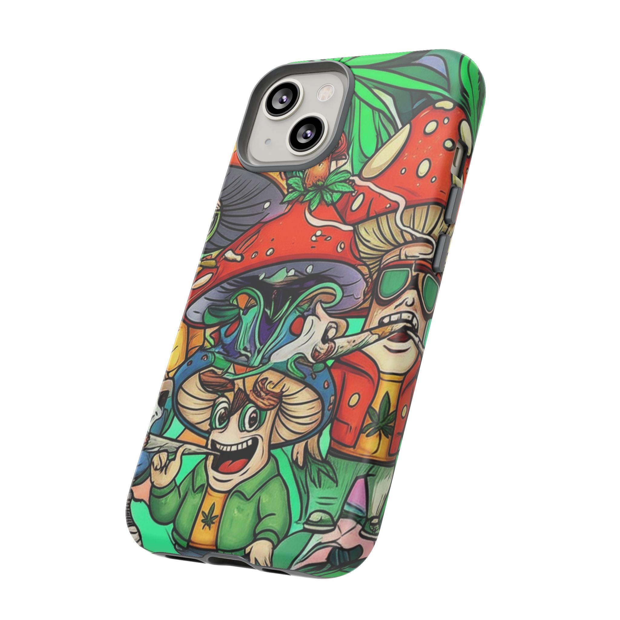 Vibrant Phone Case Featuring Funky Mushroom Art, Tough Cases, Trendy Accessories, Unique Gifts, Eclectic Style, Phone Protection