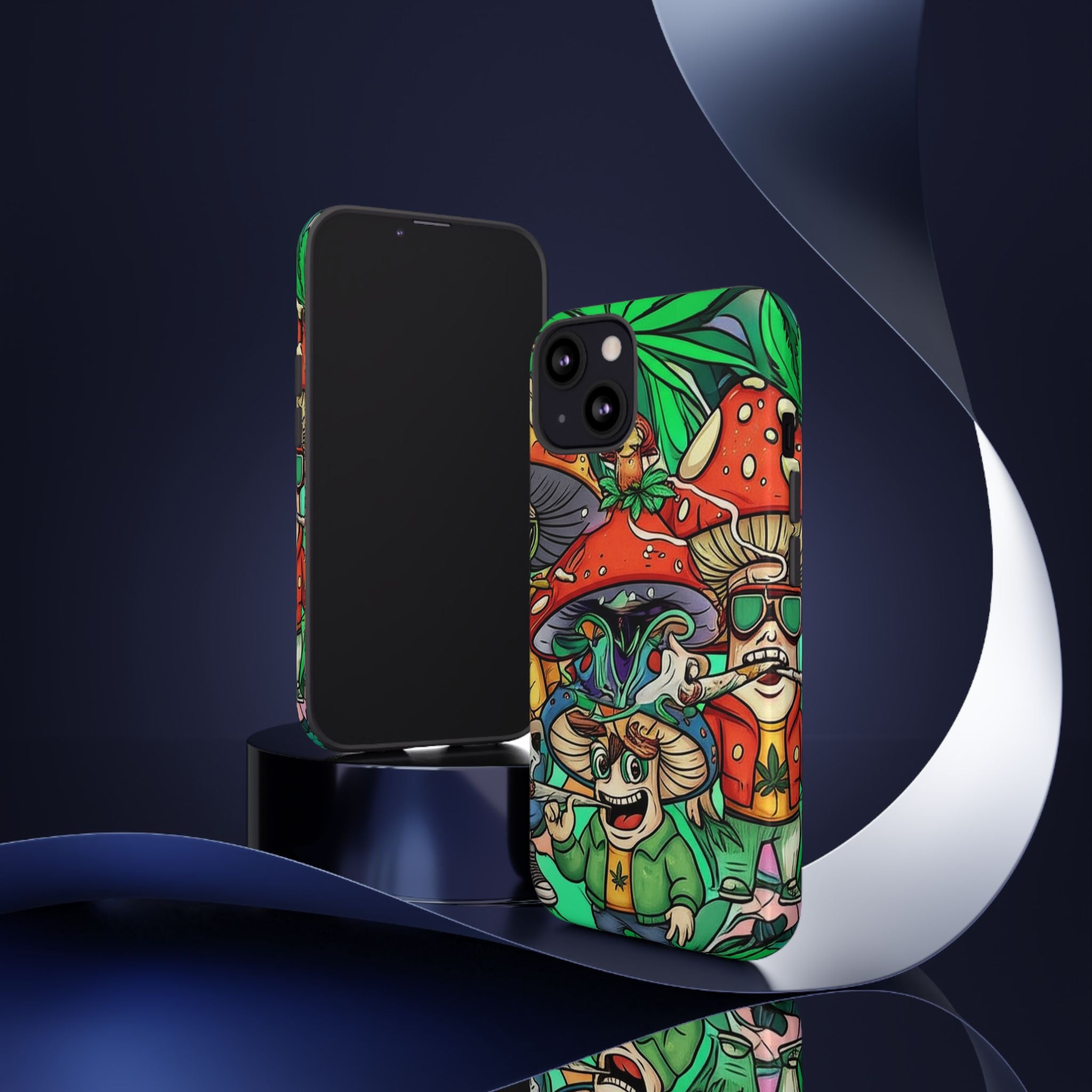 Vibrant Phone Case Featuring Funky Mushroom Art, Tough Cases, Trendy Accessories, Unique Gifts, Eclectic Style, Phone Protection