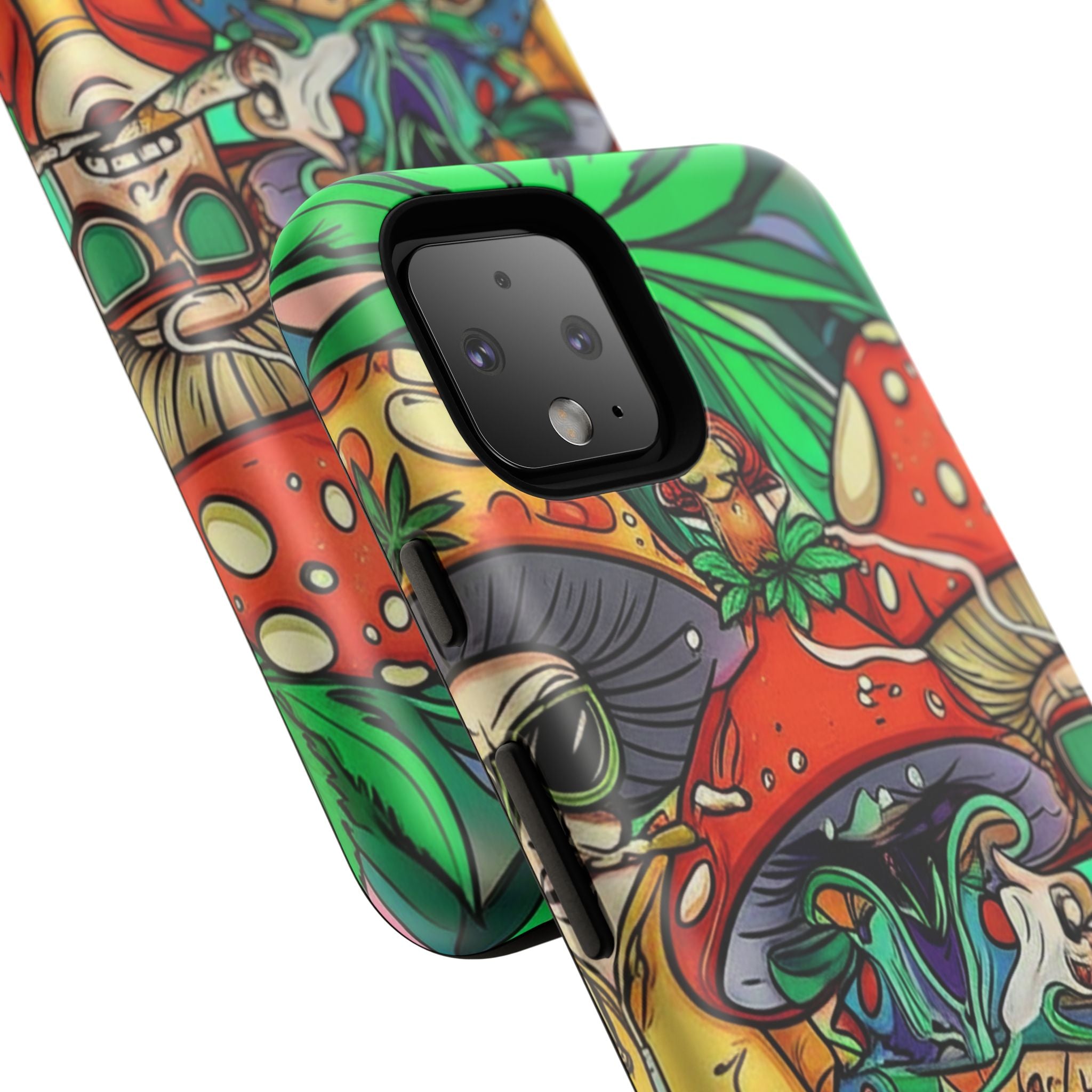 Vibrant Phone Case Featuring Funky Mushroom Art, Tough Cases, Trendy Accessories, Unique Gifts, Eclectic Style, Phone Protection