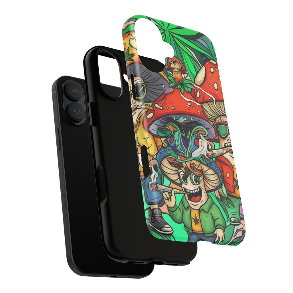 Vibrant Phone Case Featuring Funky Mushroom Art, Tough Cases, Trendy Accessories, Unique Gifts, Eclectic Style, Phone Protection