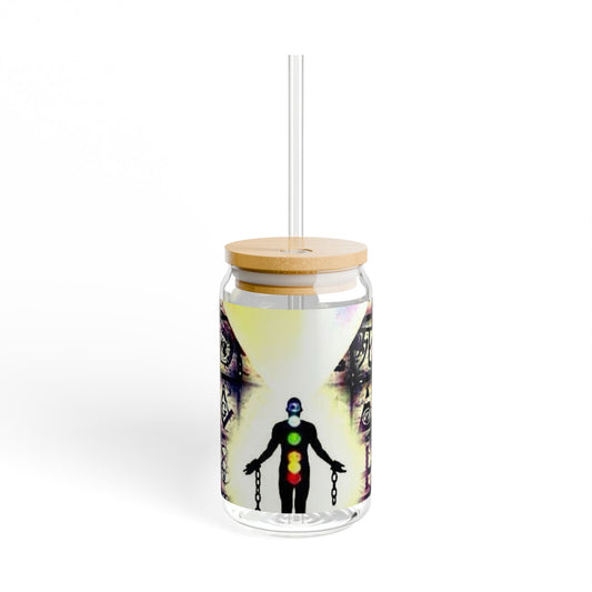 Mystical Sipper Glass with Chakra Design - 16oz Eco-Friendly Drinking Vessel