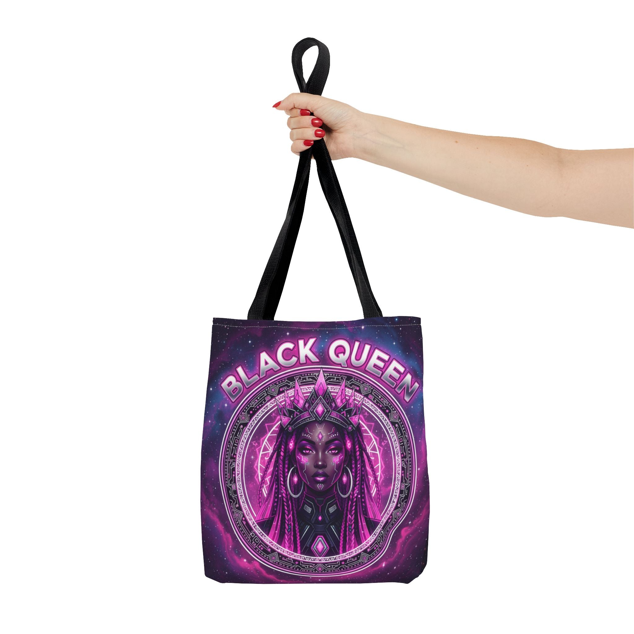 Black Queen Art Tote Bag — Afrocentric Cosmic Portrait Tote