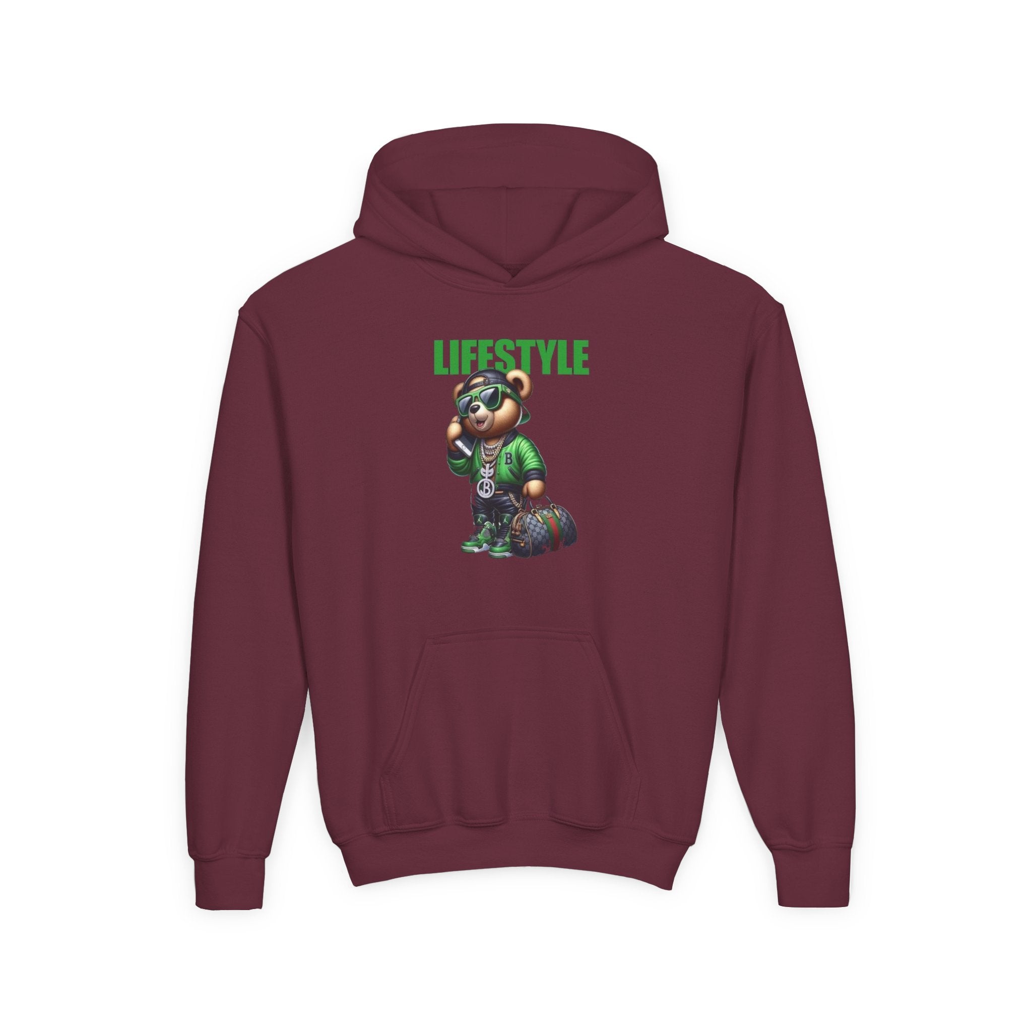Youth Hooded Sweatshirt with Lifestyle Design - Cozy, Stylish, Fun Wear for Kids, Perfect for Casual Days, Gift Ideas, Streetwear