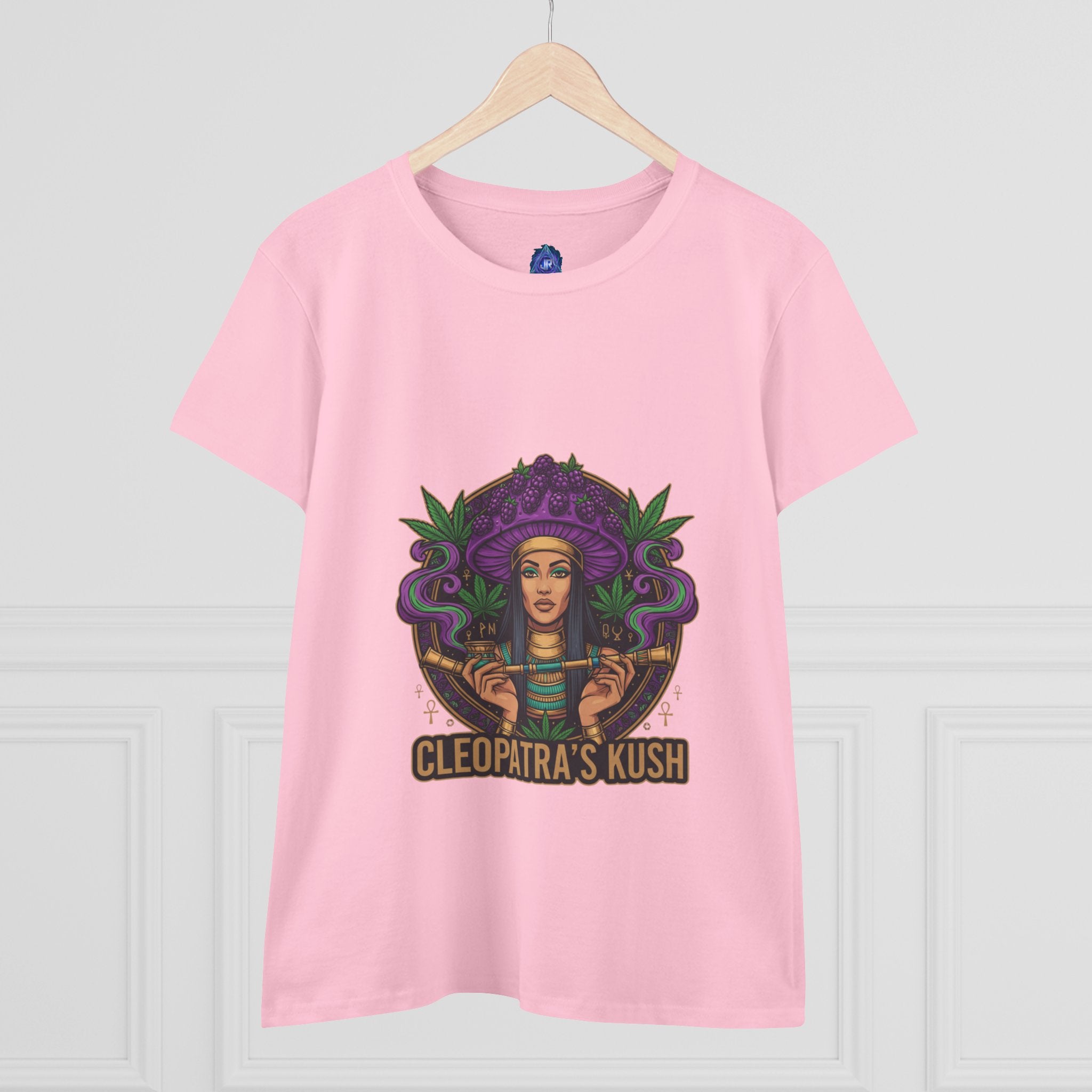 Cleopatra's Kush Women's Midweight Cotton Tee - Stylish Cannabis-Inspired T-Shirt