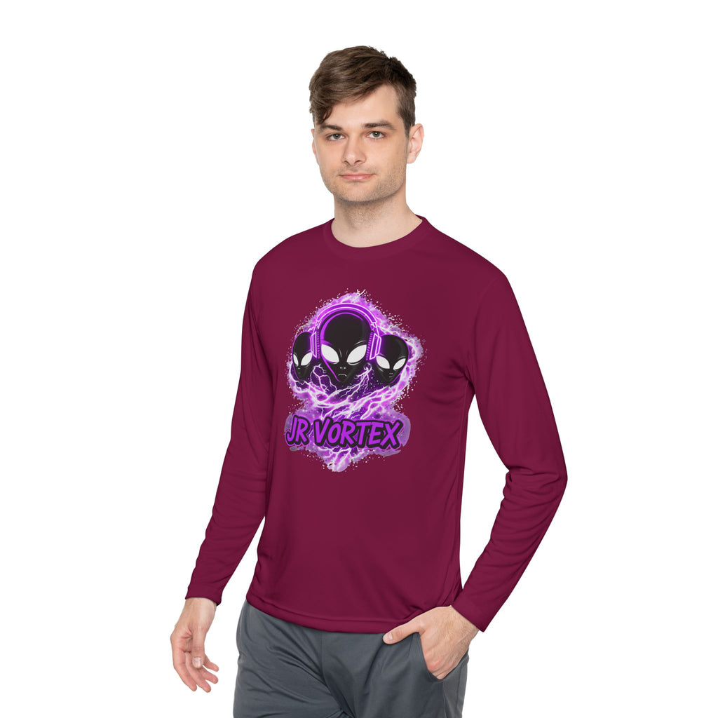 Alien Vortex Long Sleeve Tee — 'JR VORTEX' Graphic Sci‑Fi Shirt