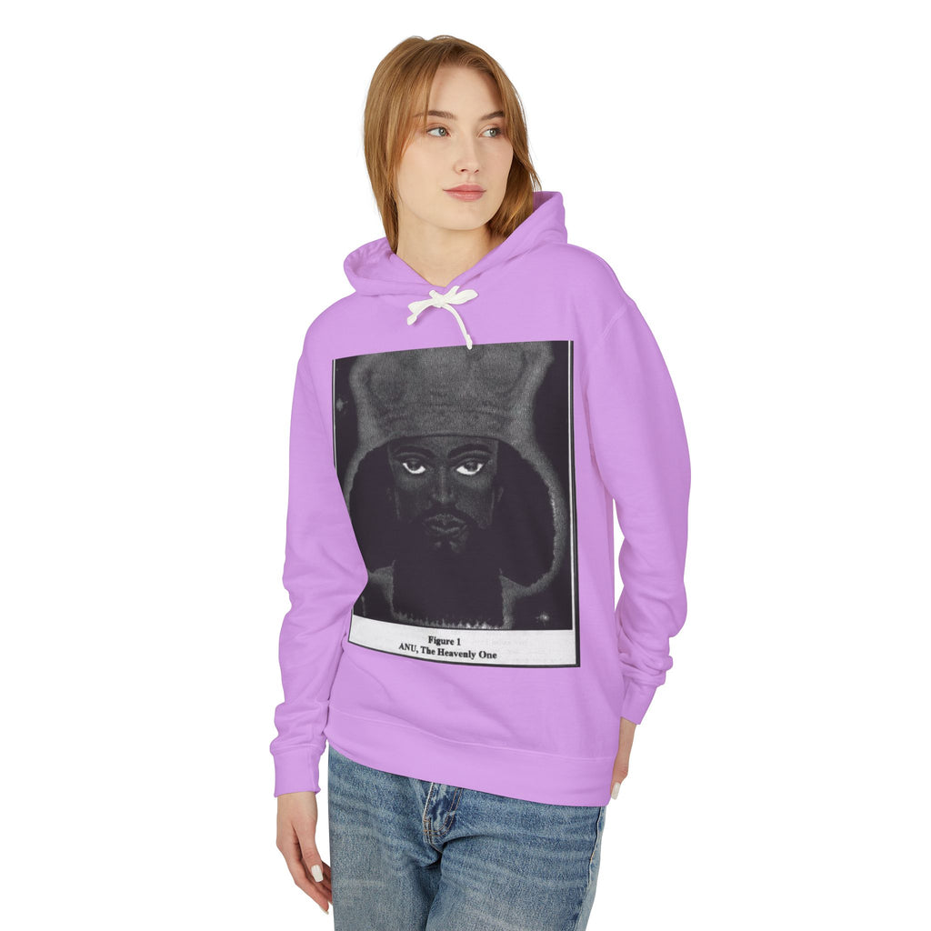 Artistic Unisex Lightweight Hooded Sweatshirt, Unique Graphic Hoodie, Anu The Heavenly One Design, Comfort Wear, Streetwear Style