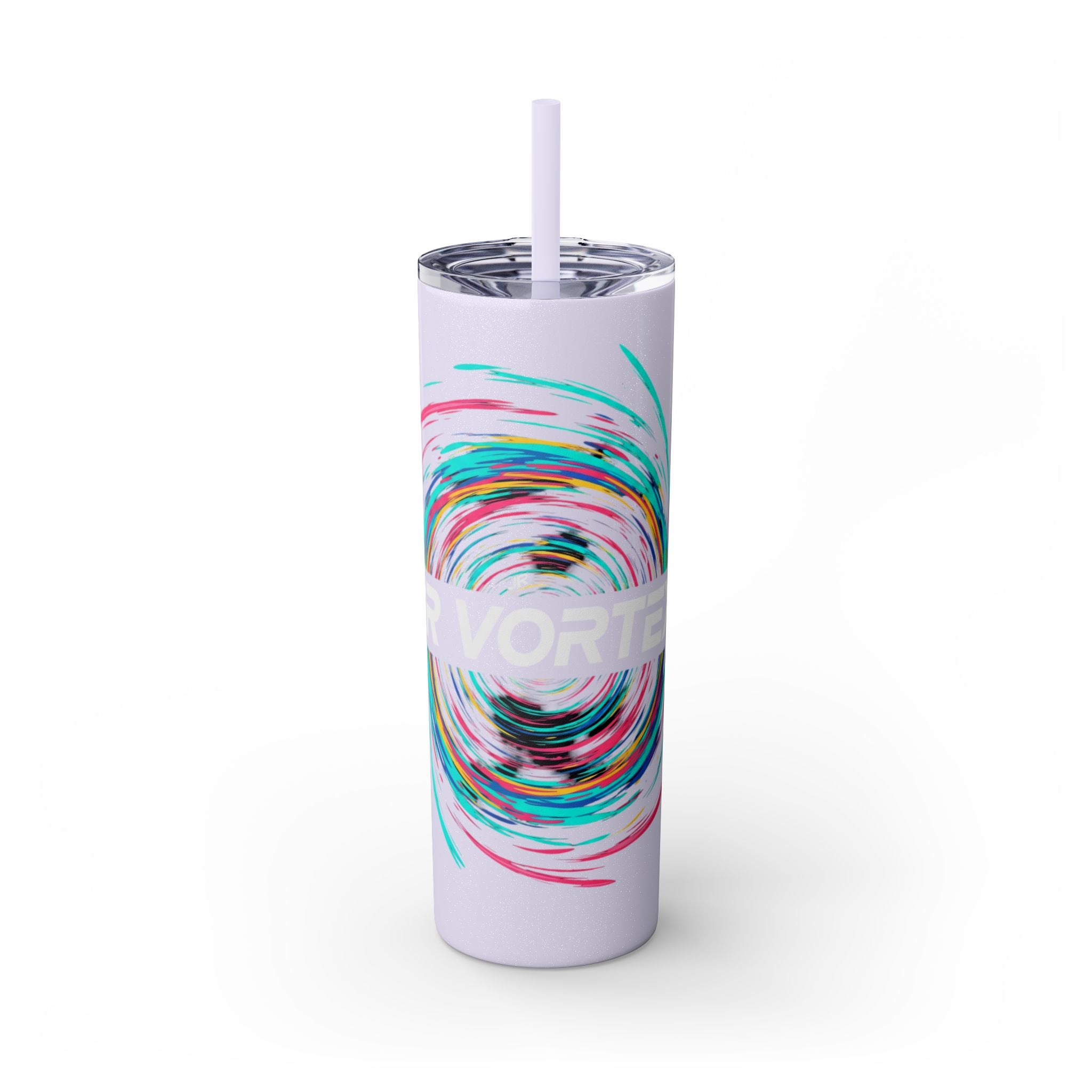 Colorful Swirl Skinny Tumbler with Straw, 20oz | Insulated Drinkware | Perfect for Gifts, Travel, Office, Beach, Summer Vibes