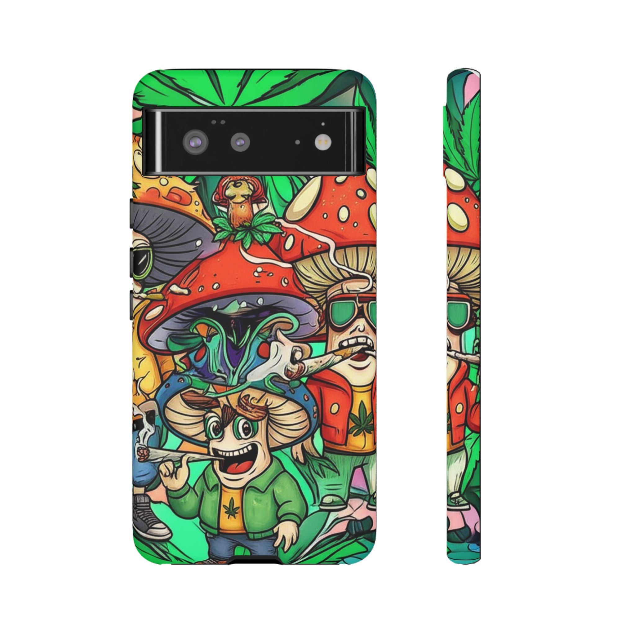 Vibrant Phone Case Featuring Funky Mushroom Art, Tough Cases, Trendy Accessories, Unique Gifts, Eclectic Style, Phone Protection