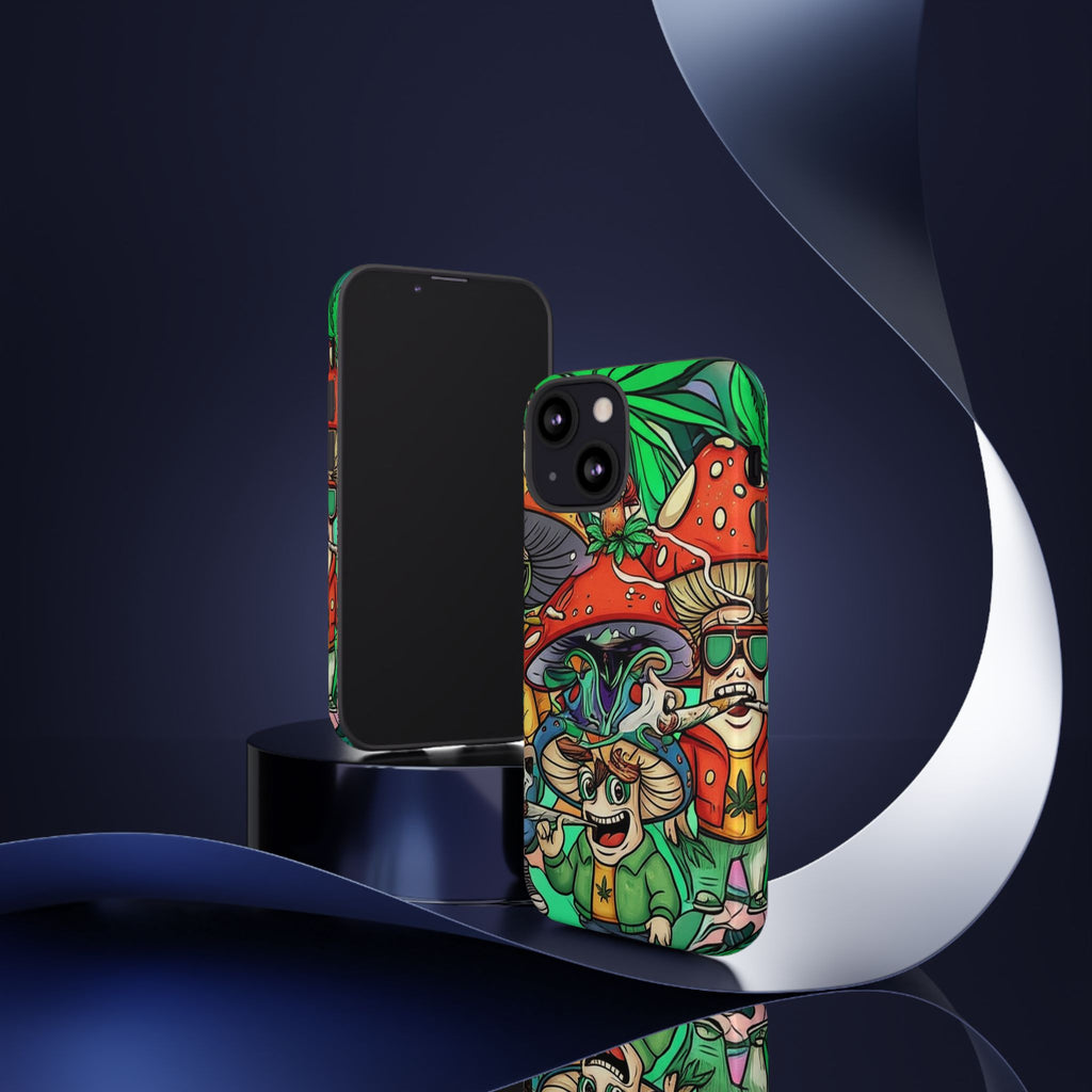 Vibrant Phone Case Featuring Funky Mushroom Art, Tough Cases, Trendy Accessories, Unique Gifts, Eclectic Style, Phone Protection