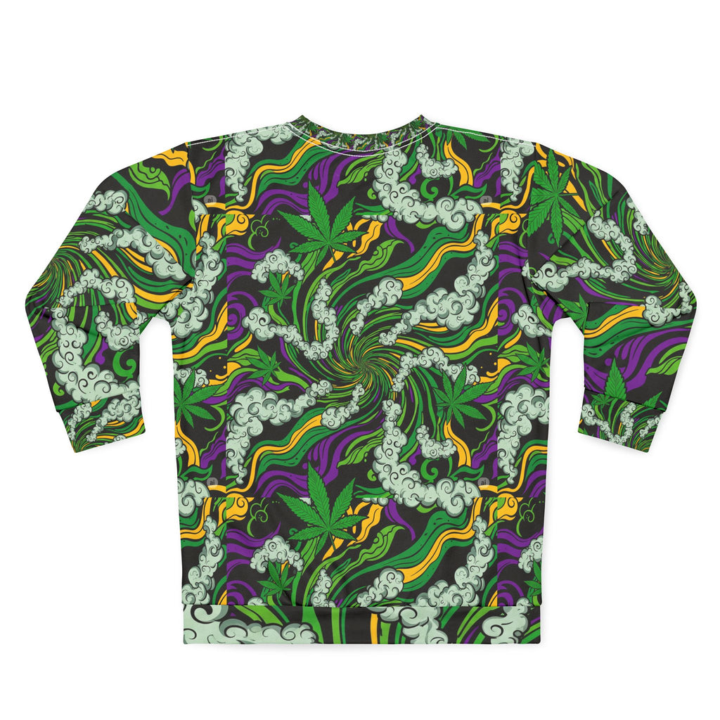 Trippy Cannabis Unisex Sweatshirt, Psychedelic Leaf Sweatshirt, Unique Gift, Cozy Streetwear, Perfect for Festivals and Gatherings