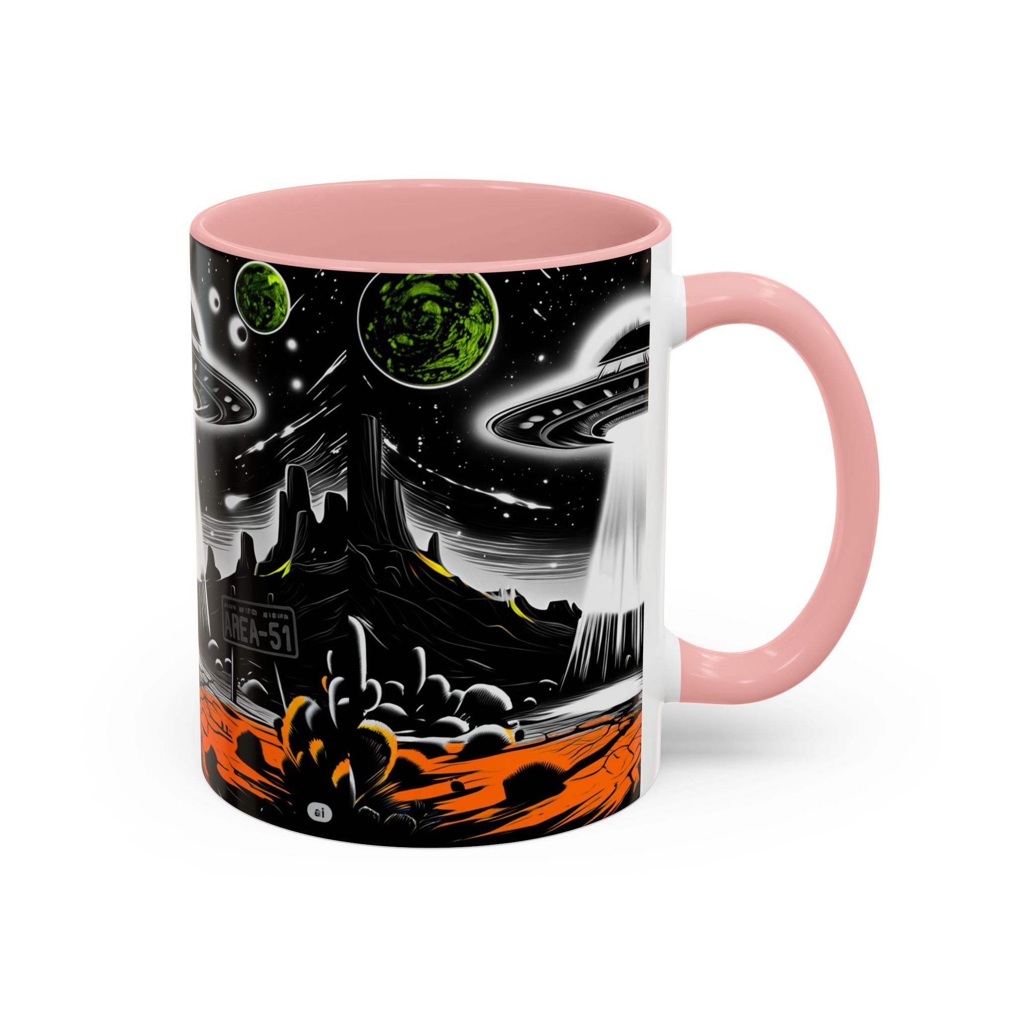 Area 51 UFO Accent Coffee Mug - Space Lover Gift, Weird Alien Decor, Black Mug, Sci-Fi Enthusiast, Kitchenware, Unique Gift Idea!