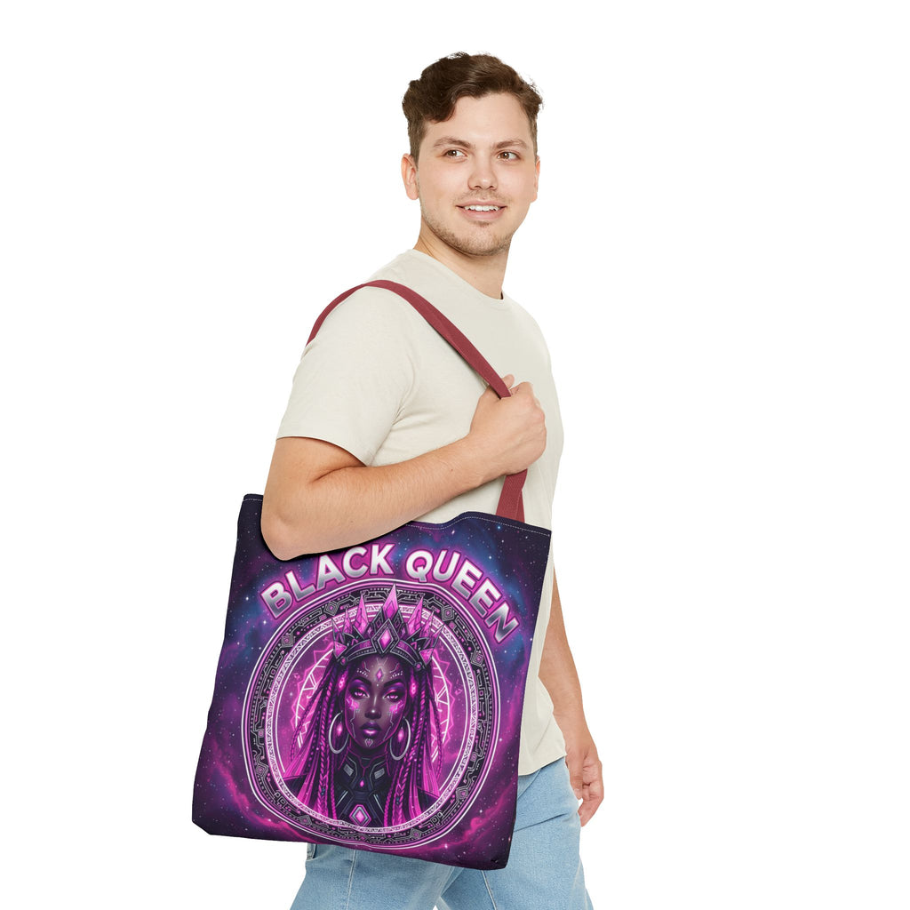 Black Queen Art Tote Bag — Afrocentric Cosmic Portrait Tote