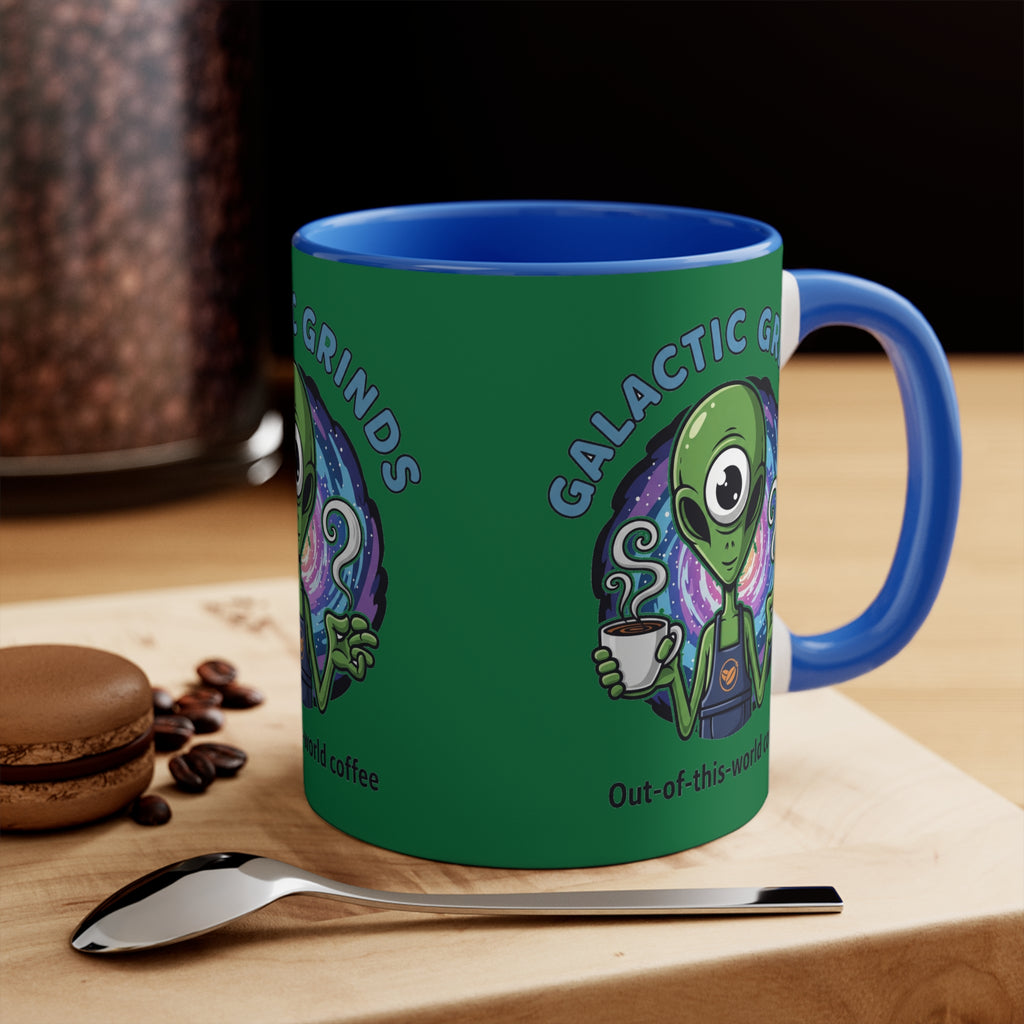 Galactic Grinds Alien Accent Mug - Fun Coffee Mug, Space Lover Gift, Unique Kitchen Decor, Whimsical Alien Design, Out-of-this-world Coffee