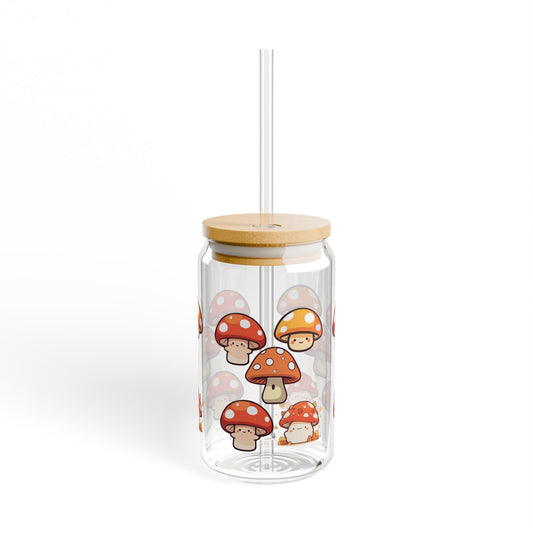 Mushroom Sipper Glass, 16oz | Eco-friendly Drinkware | Cute Kitchen Decor | Gift for Nature Lovers | Summer Parties