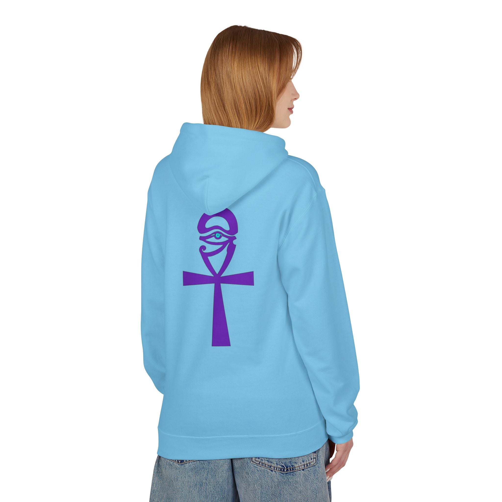 Ankh Symbol Fleece Hoodie | Unisex Cozy Wear for Spiritual Souls, Perfect Gift for Festivals, Meditation, and Everyday Comfort