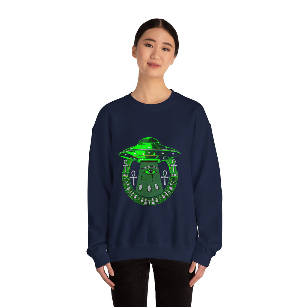 Alien Abduction Graphic Sweatshirt, Cozy Unisex Crewneck, UFO Lover Gift, Space-Themed Apparel, Casual Everyday Wear