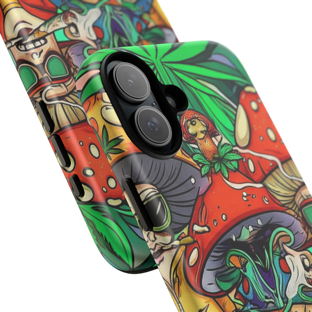 Vibrant Phone Case Featuring Funky Mushroom Art, Tough Cases, Trendy Accessories, Unique Gifts, Eclectic Style, Phone Protection