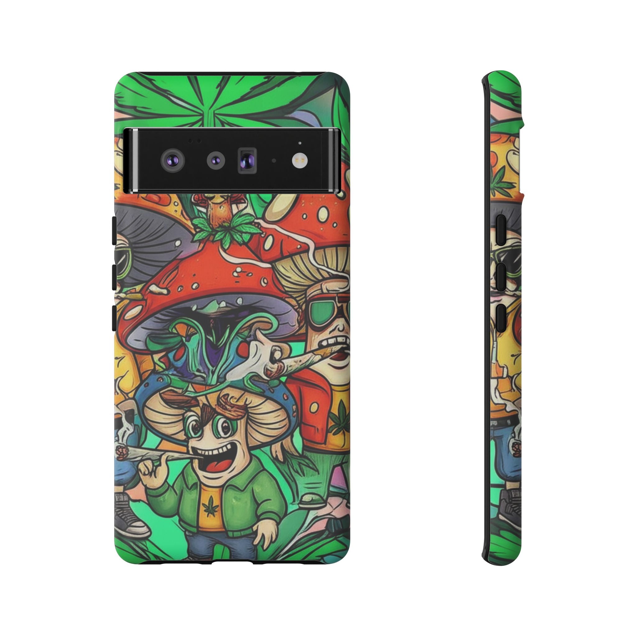 Vibrant Phone Case Featuring Funky Mushroom Art, Tough Cases, Trendy Accessories, Unique Gifts, Eclectic Style, Phone Protection
