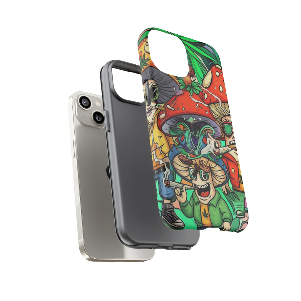 Vibrant Phone Case Featuring Funky Mushroom Art, Tough Cases, Trendy Accessories, Unique Gifts, Eclectic Style, Phone Protection