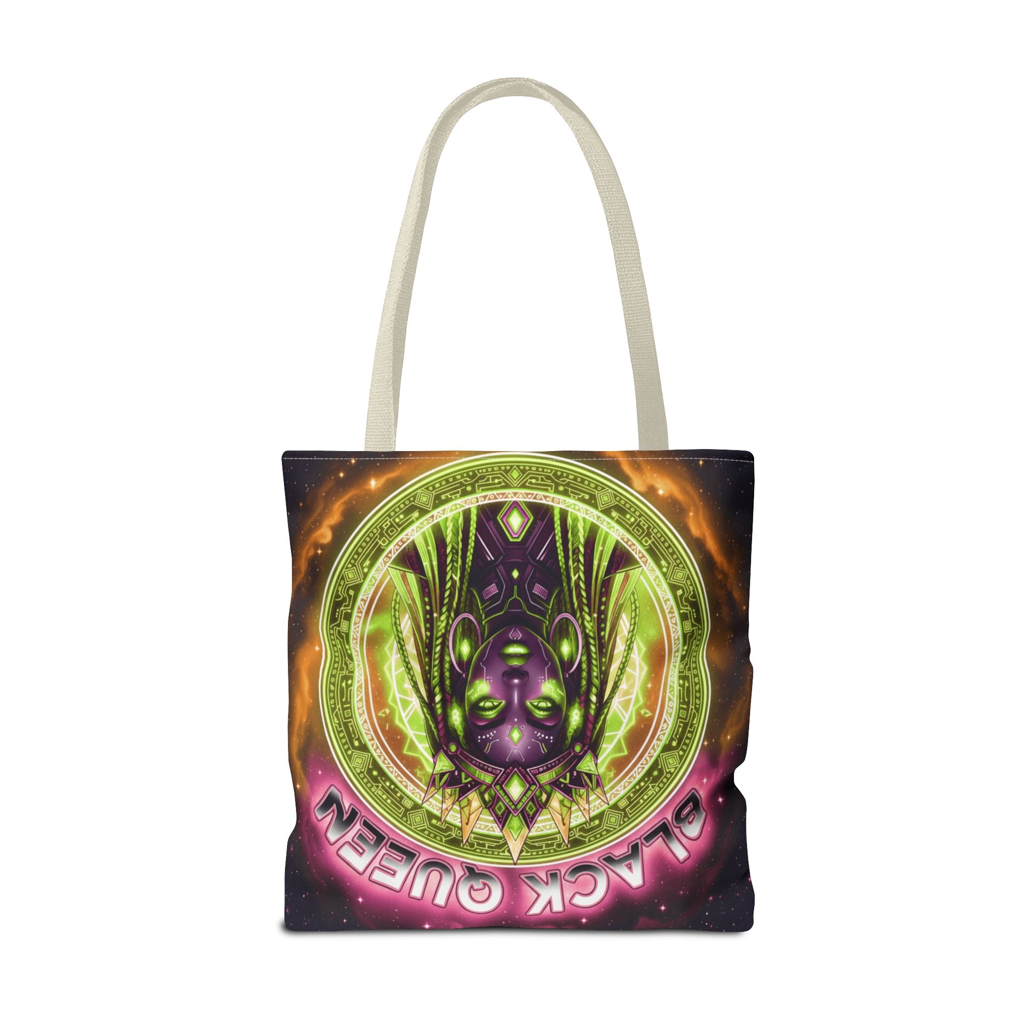 Black Queen Art Tote Bag — Afrocentric Cosmic Portrait Tote
