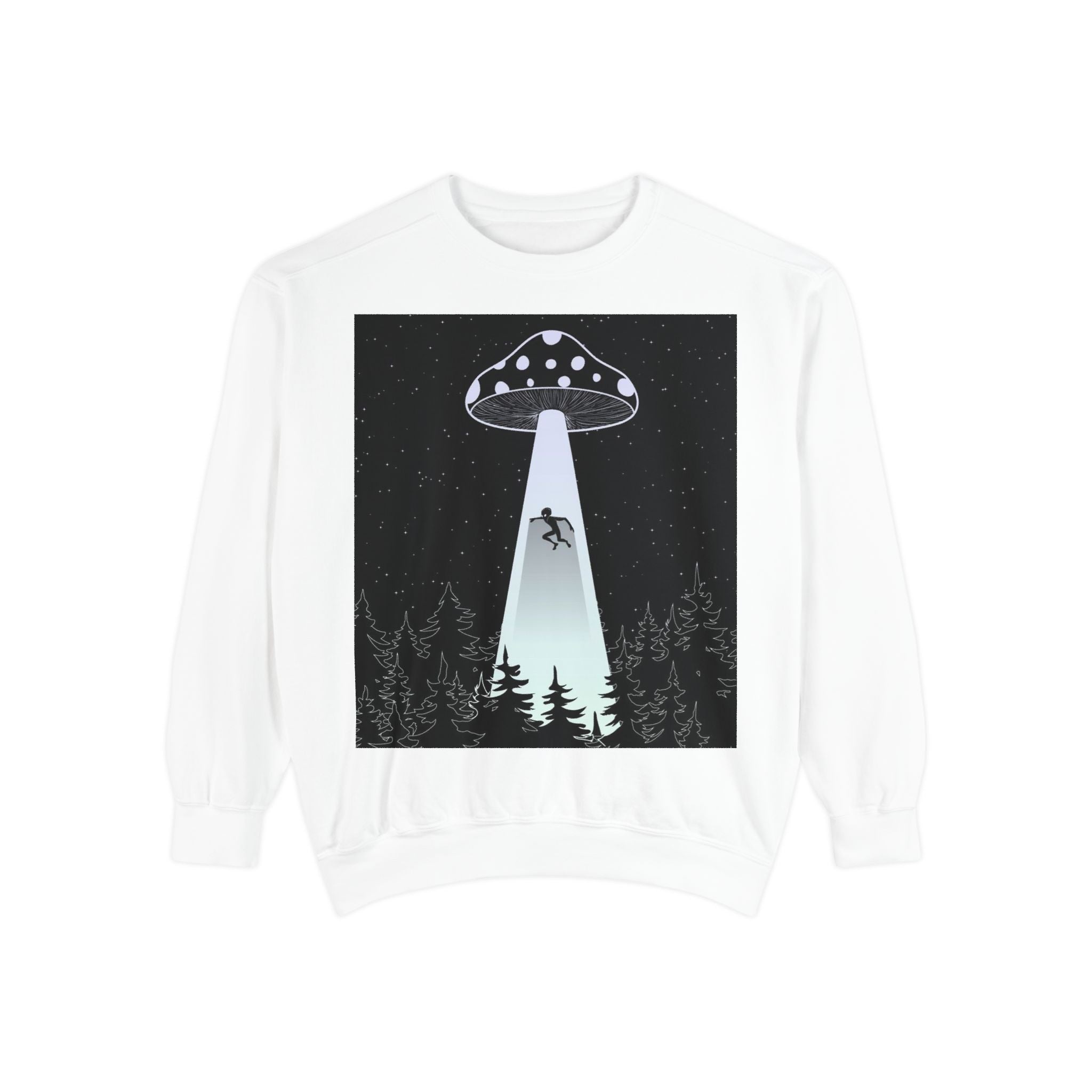 Alien Abduction Sweatshirt, Cozy Unisex Crewneck, UFO Design, Perfect for Sci-Fi Lovers, Great Gift for Birthdays, Casual Wear, Space