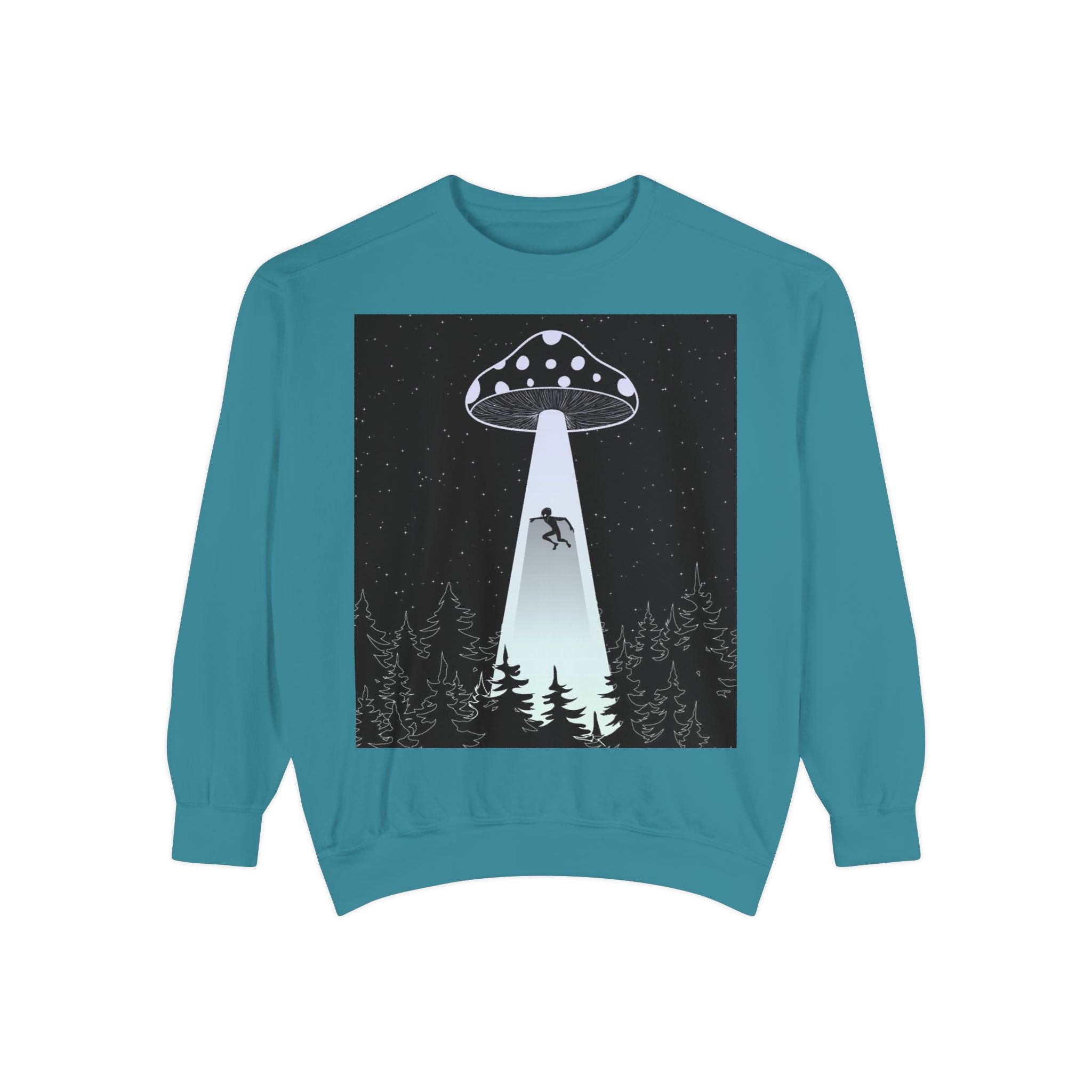 Alien Abduction Sweatshirt, Cozy Unisex Crewneck, UFO Design, Perfect for Sci-Fi Lovers, Great Gift for Birthdays, Casual Wear, Space
