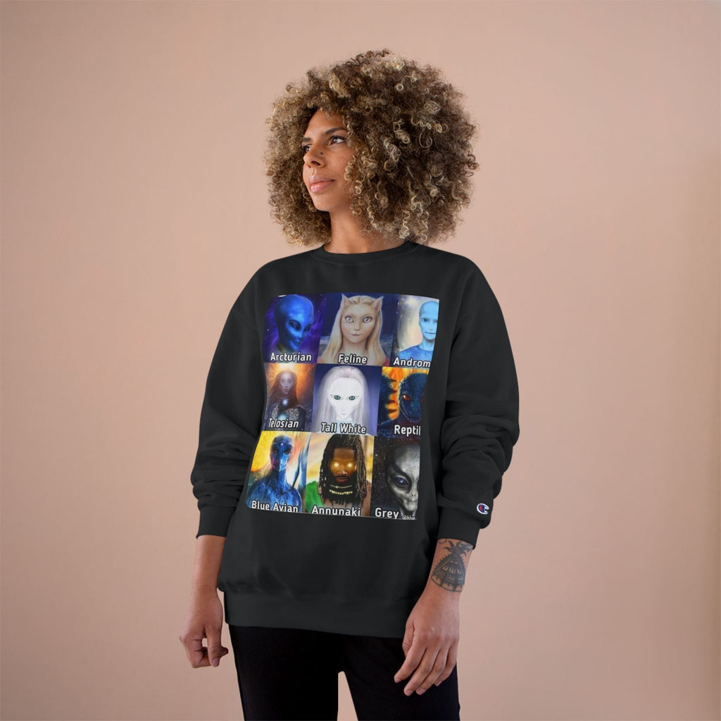 Alien Species Champion Sweatshirt - Unisex UFO Graphic Apparel