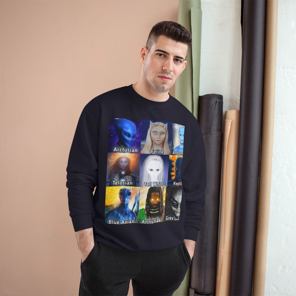 Alien Species Champion Sweatshirt - Unisex UFO Graphic Apparel