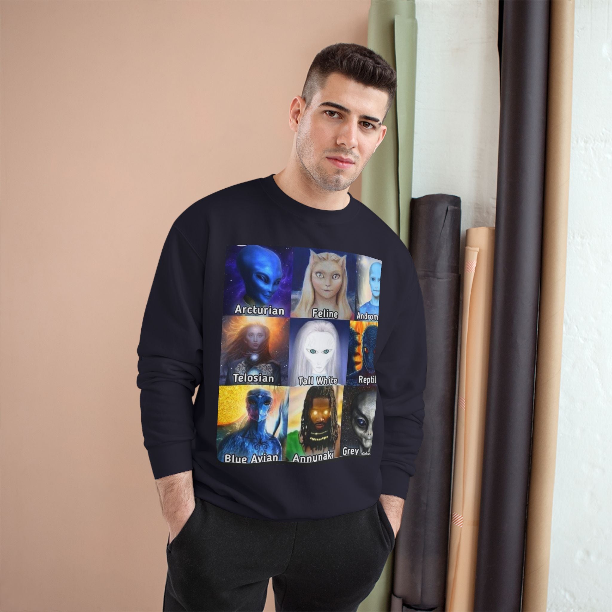 Alien Species Champion Sweatshirt - Unisex UFO Graphic Apparel