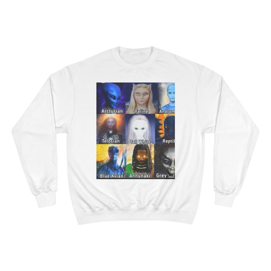 Alien Species Champion Sweatshirt - Unisex UFO Graphic Apparel