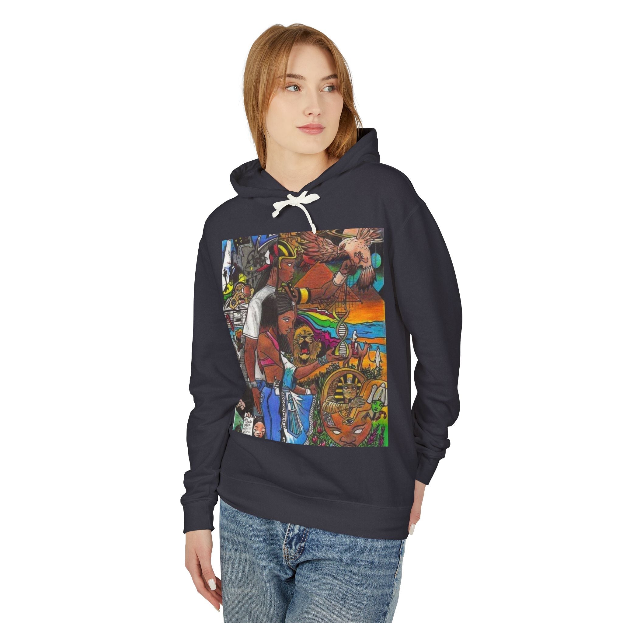 Artistic Unisex Lightweight Hooded Sweatshirt - Perfect for Casual Outings, Creative Minds, Gift Idea, Streetwear, Colorful Design