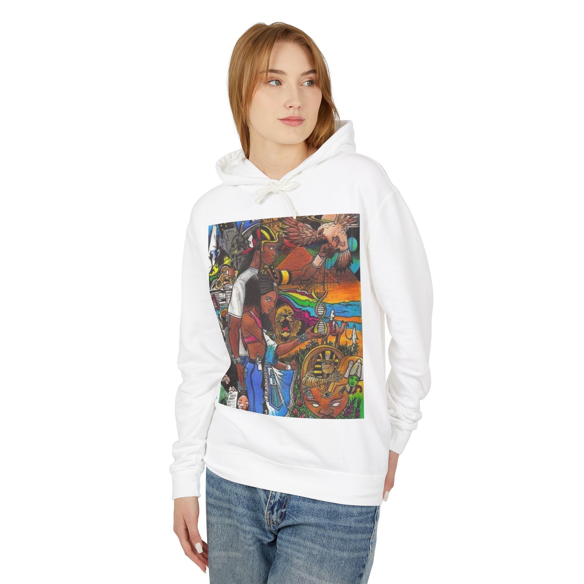 Artistic Unisex Lightweight Hooded Sweatshirt - Perfect for Casual Outings, Creative Minds, Gift Idea, Streetwear, Colorful Design