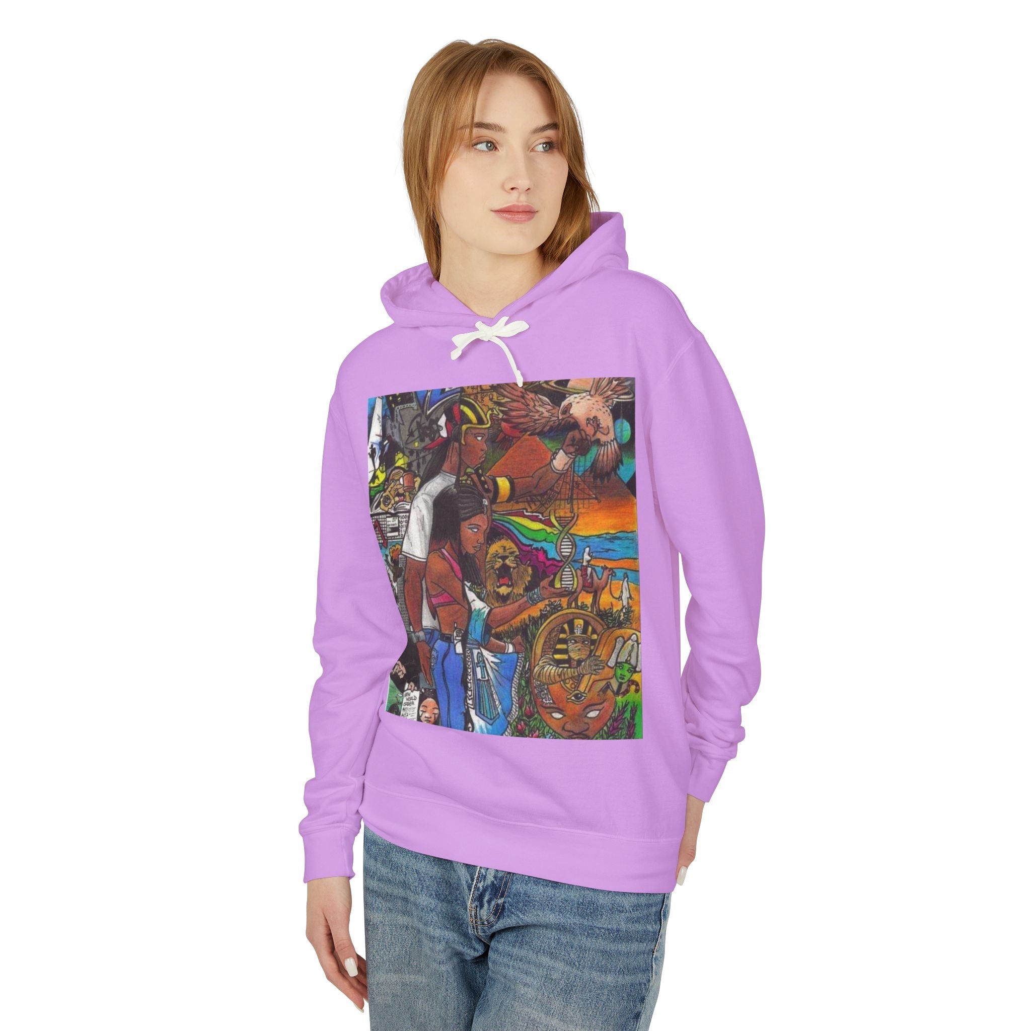 Artistic Unisex Lightweight Hooded Sweatshirt - Perfect for Casual Outings, Creative Minds, Gift Idea, Streetwear, Colorful Design