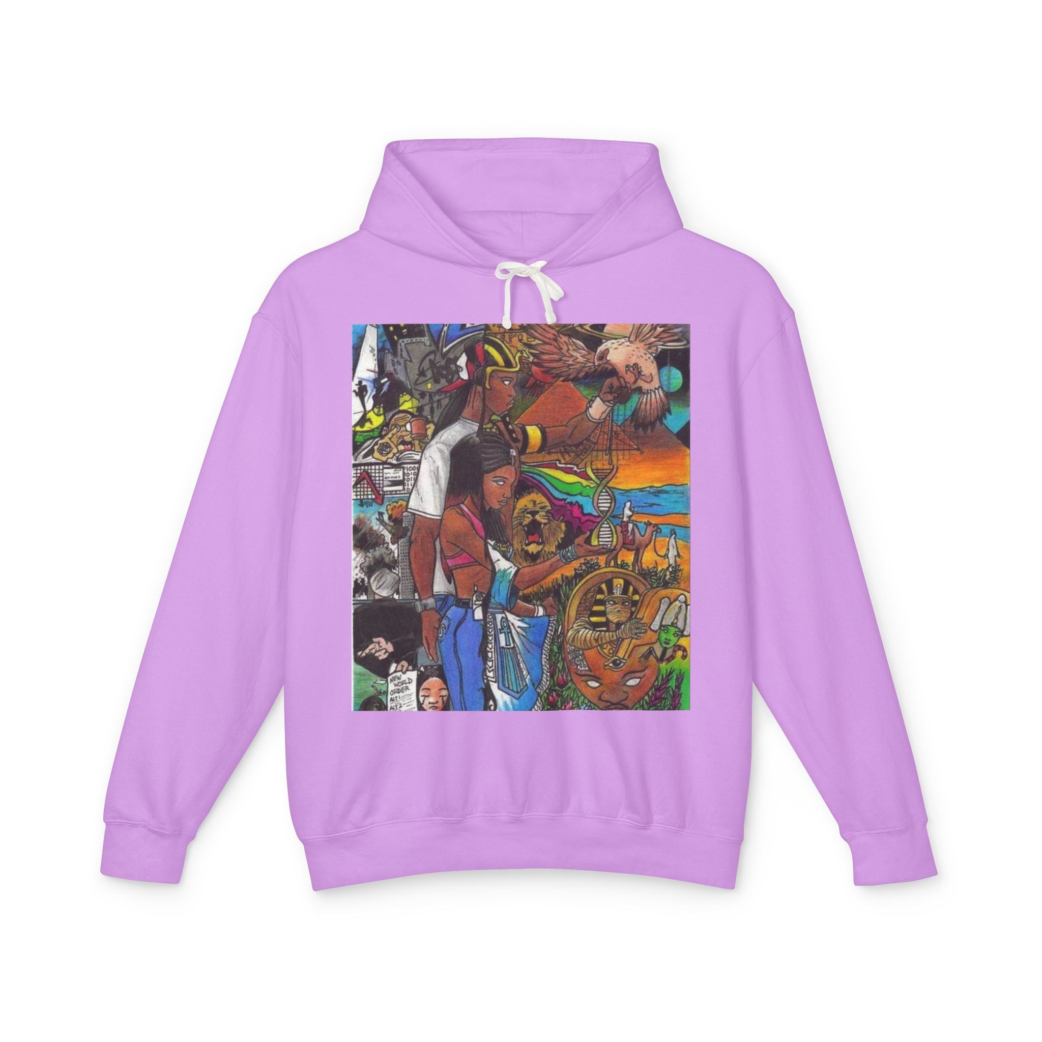 Artistic Unisex Lightweight Hooded Sweatshirt - Perfect for Casual Outings, Creative Minds, Gift Idea, Streetwear, Colorful Design