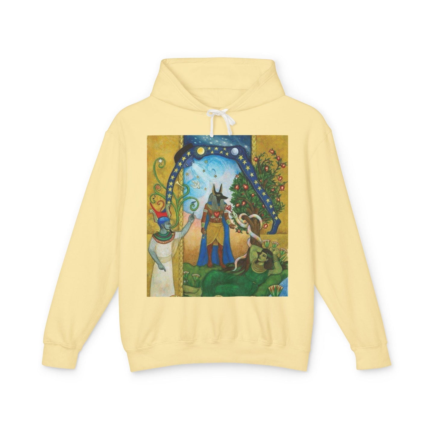 Artistic Unisex Lightweight Hoodie, Cozy sweatshirt, Gift for art lovers, Unique graphic pullover, Perfect for casual wear, Festival apparel